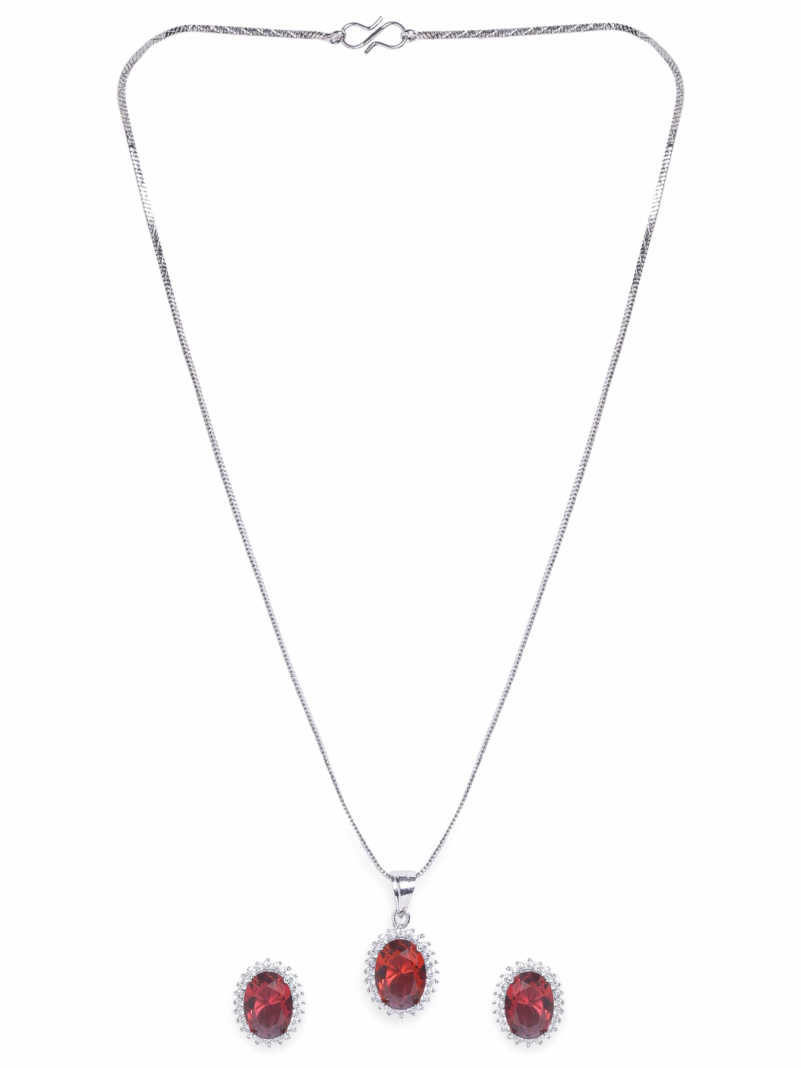 American Diamond Zirconia Emerald Green Necklace Set