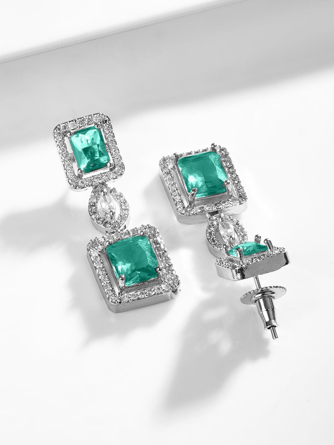 Emerald Cut American Diamond Zirconia Necklace Set