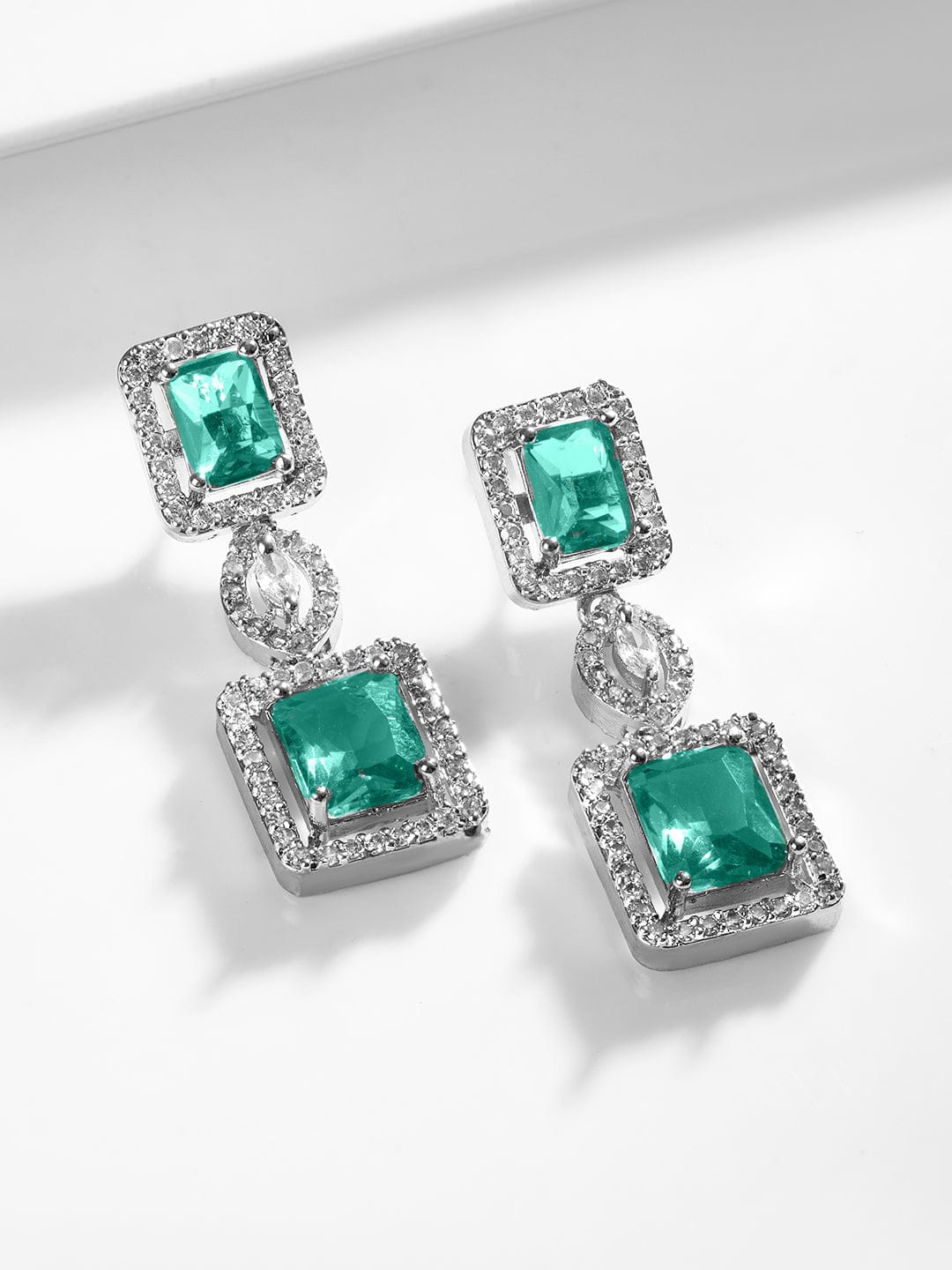 Emerald Cut American Diamond Zirconia Necklace Set