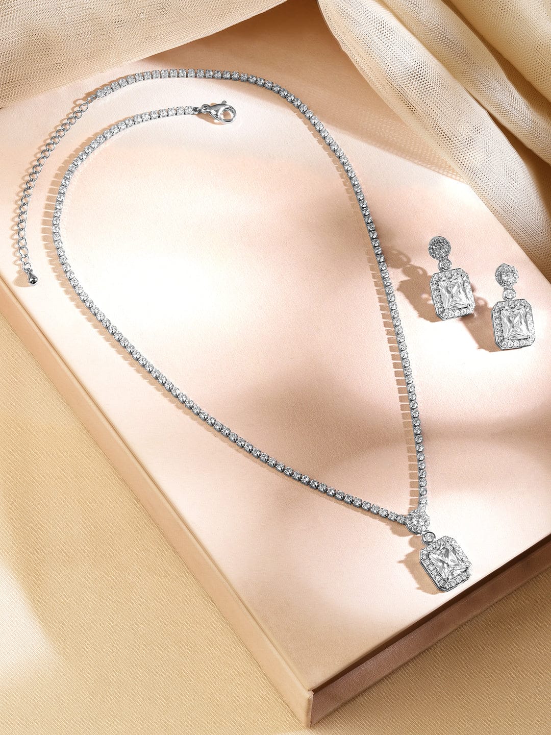 American Diamond Zirconia Cubic Pendant Set