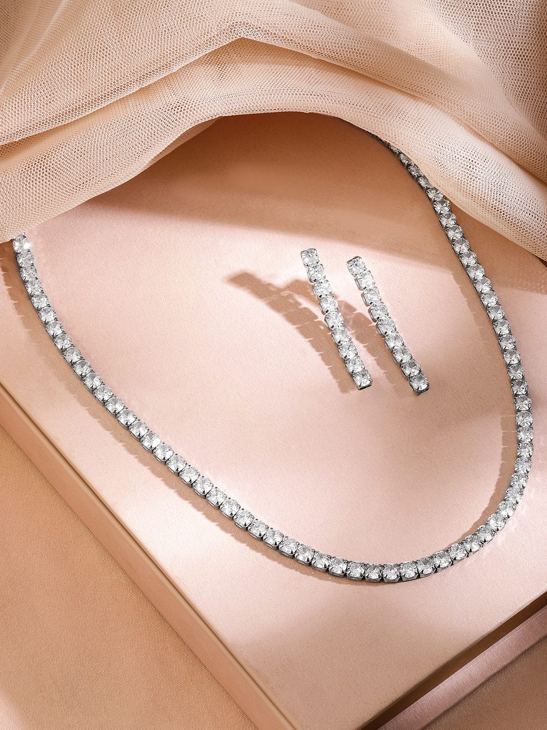 Studded White Necklace Set
