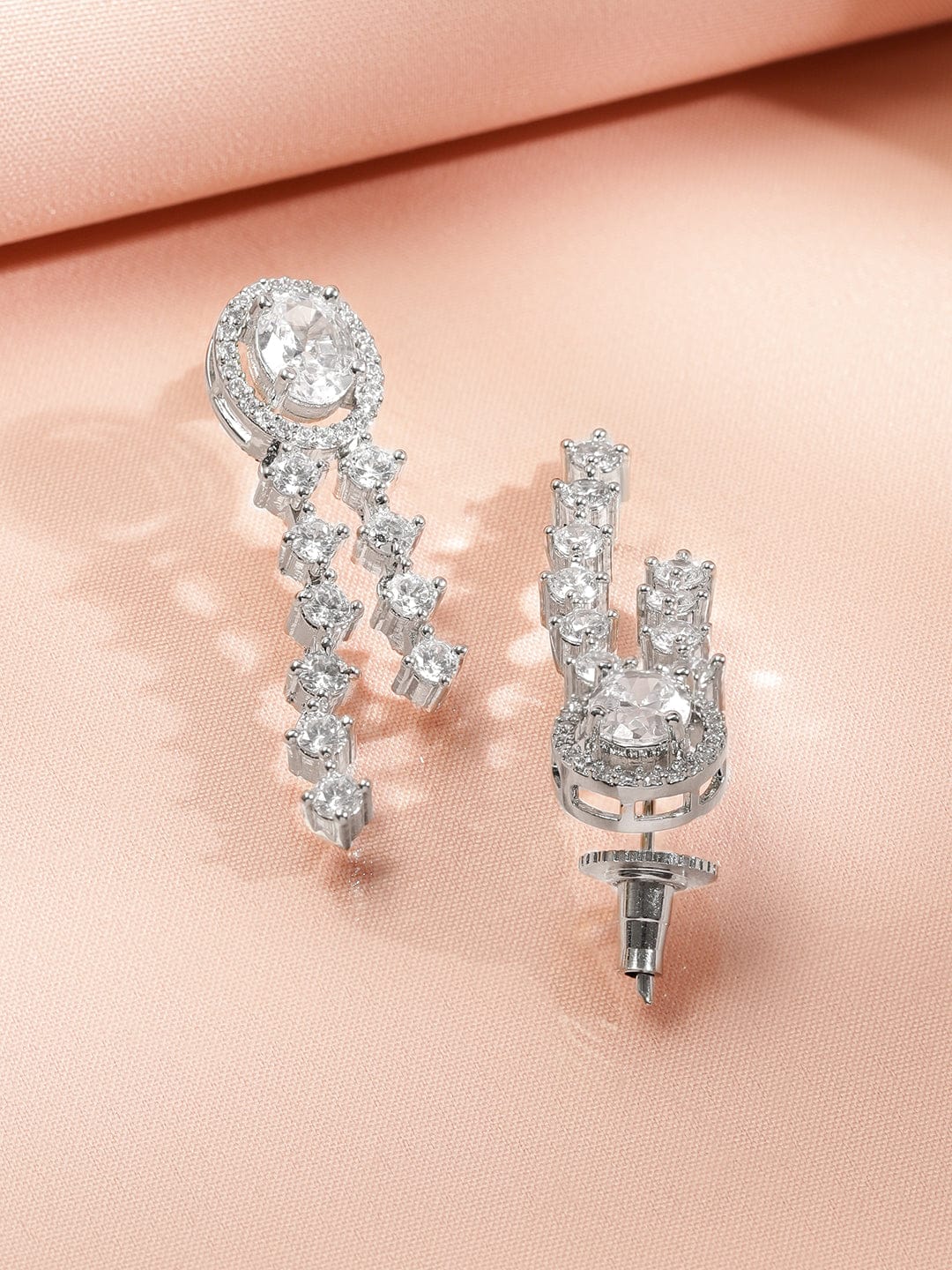 American Diamond Zirconia Sparkling Long Necklace Set