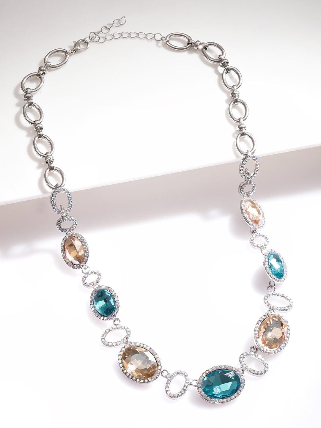 Cool & Earthy American Diamond Zirconia Statement Necklace
