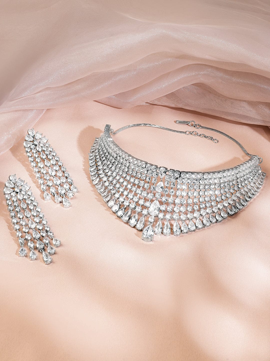 Accented American Diamond Zirconia Necklace Set