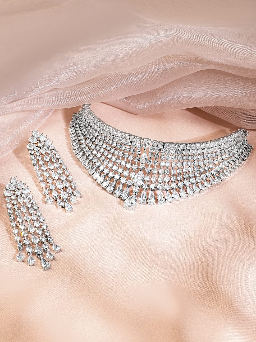Accented American Diamond Zirconia Necklace Set