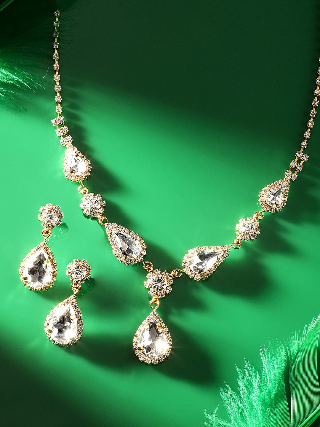 Gold Toned American Diamond Zirconia Necklace Set