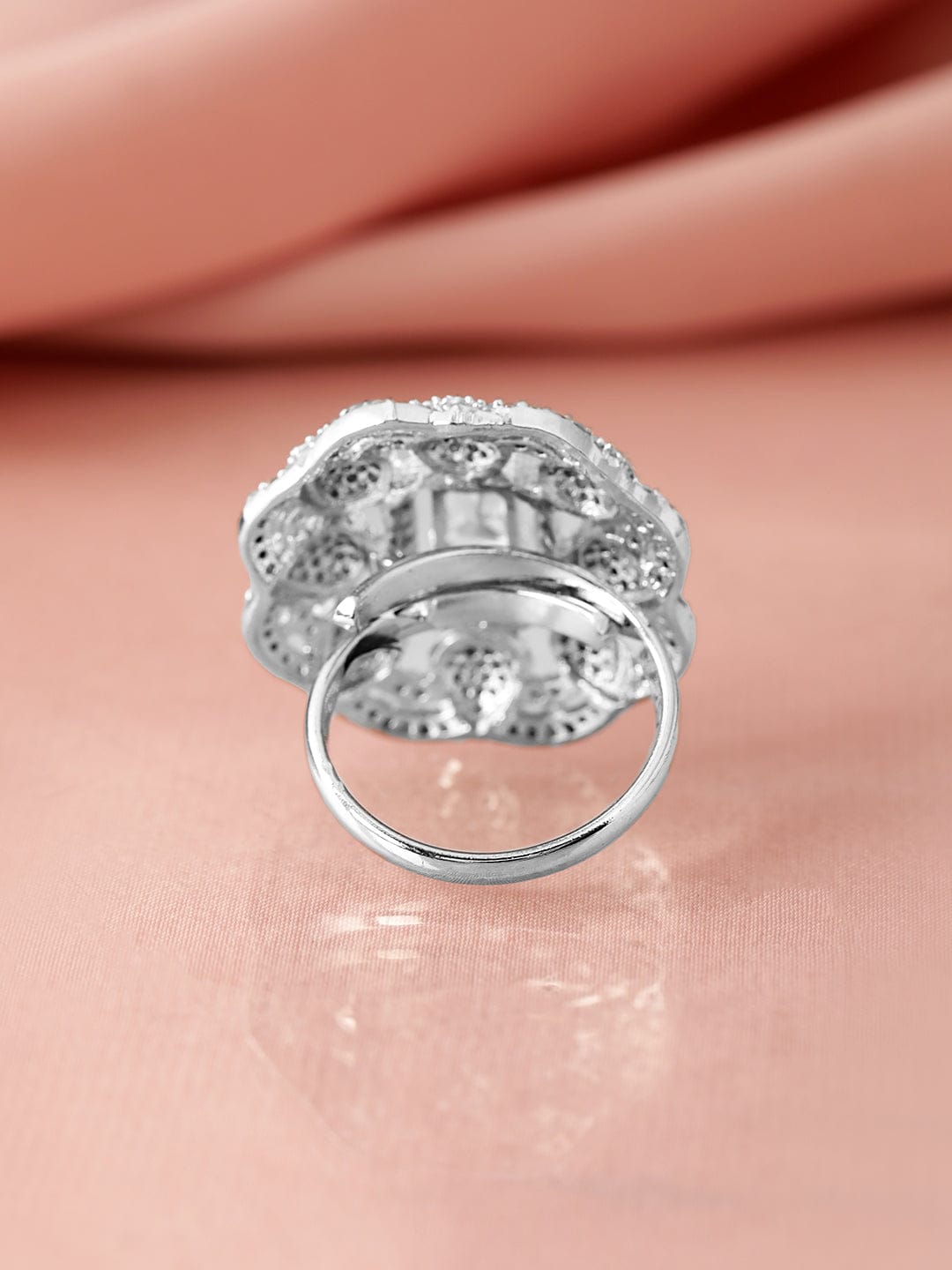 American Diamond Zirconia Studded Statement Ring