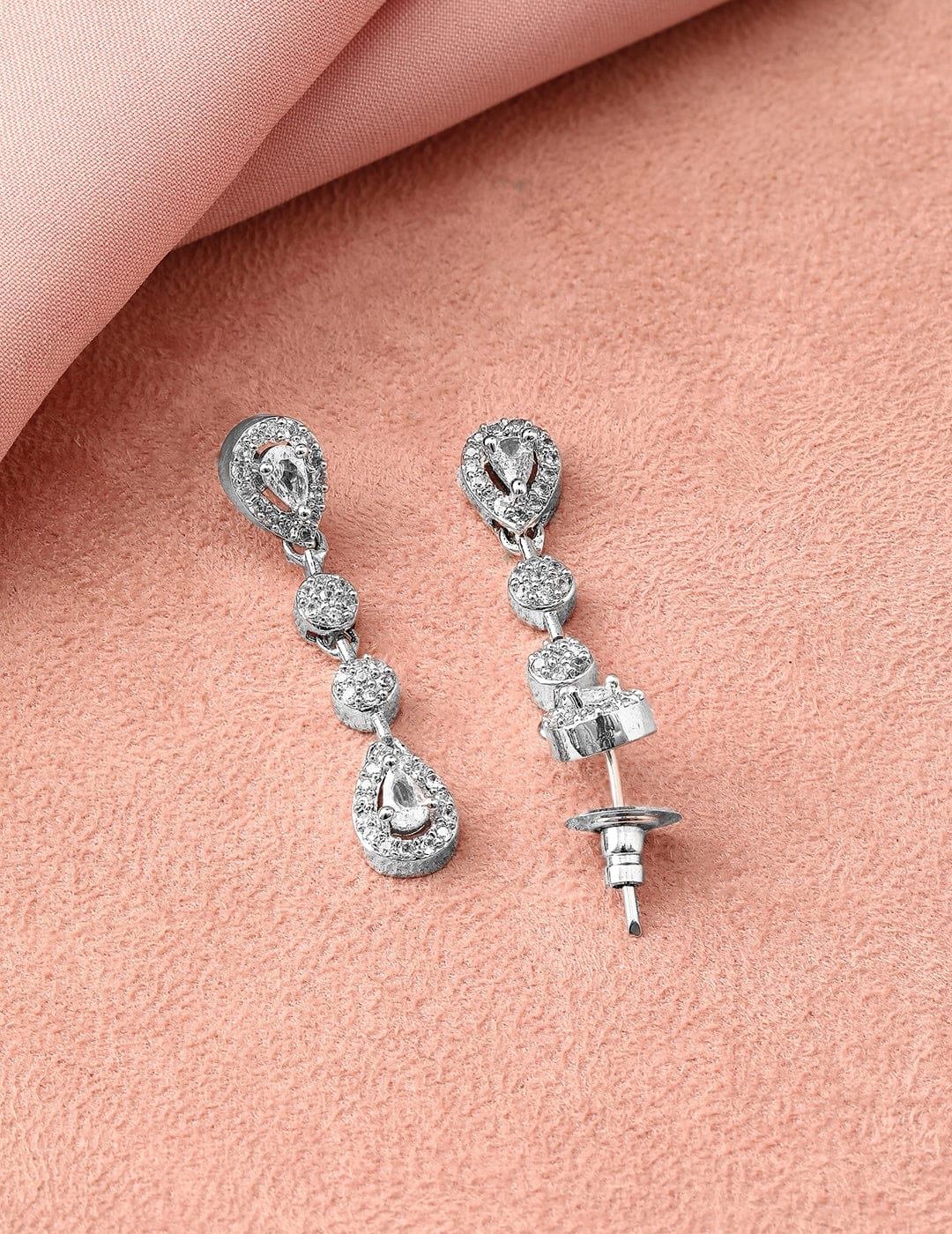 American Diamond Zirconia Teardrop Dual-Layered Necklace Set