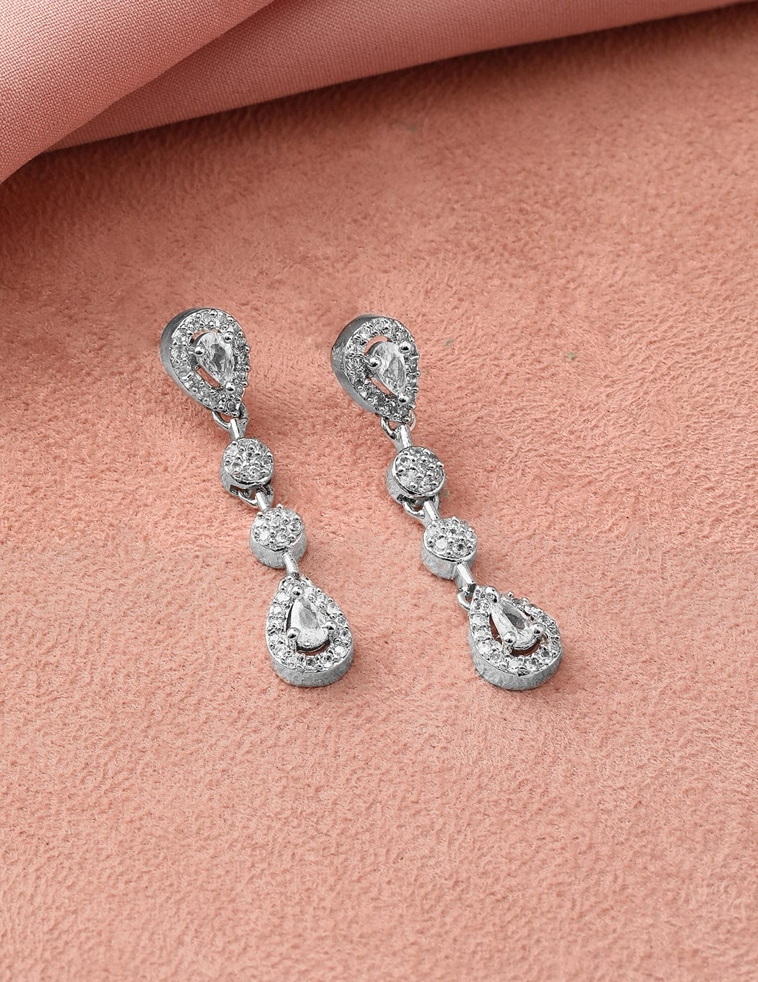 American Diamond Zirconia Teardrop Dual-Layered Necklace Set