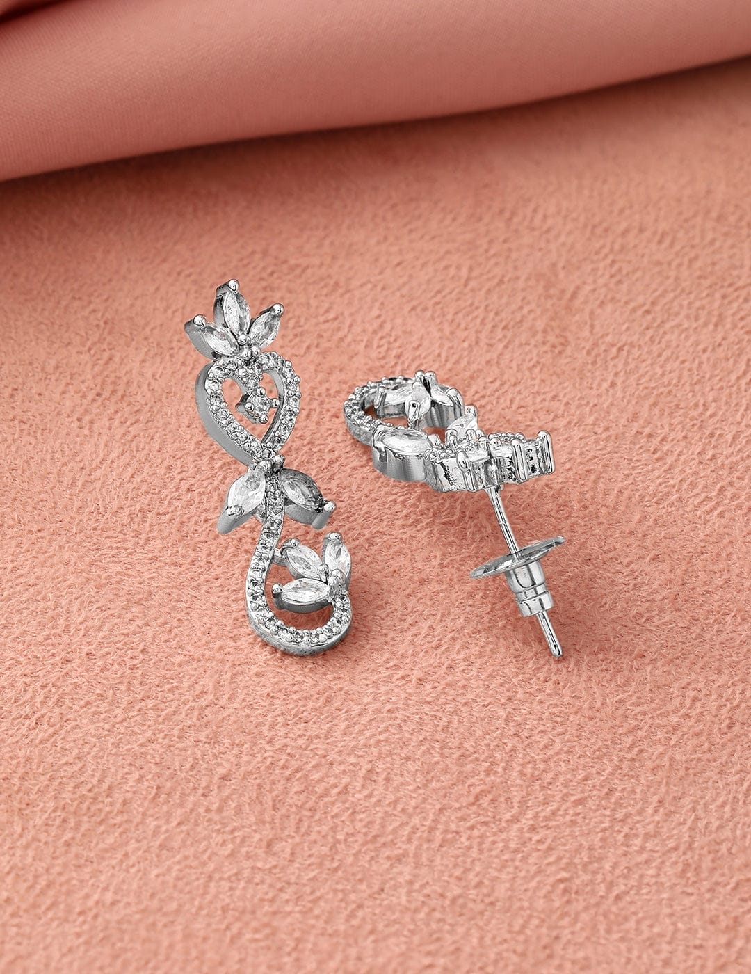 American Diamond Zirconia Floral Heart Necklace Set