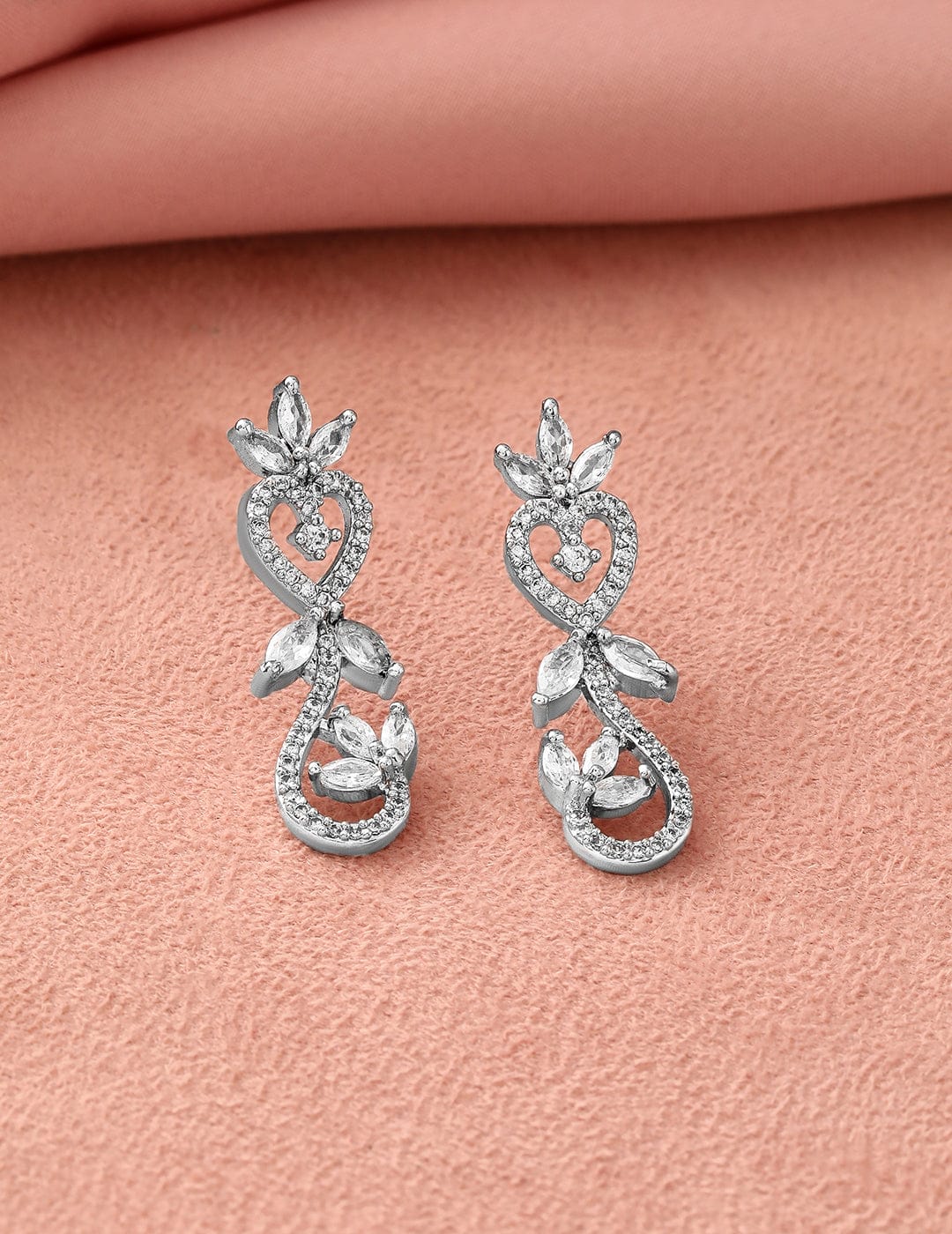 American Diamond Zirconia Floral Heart Necklace Set