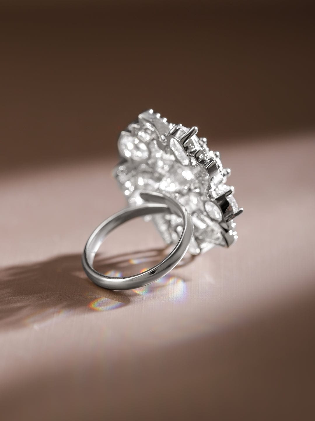American Diamond Zirconia Floral Ring