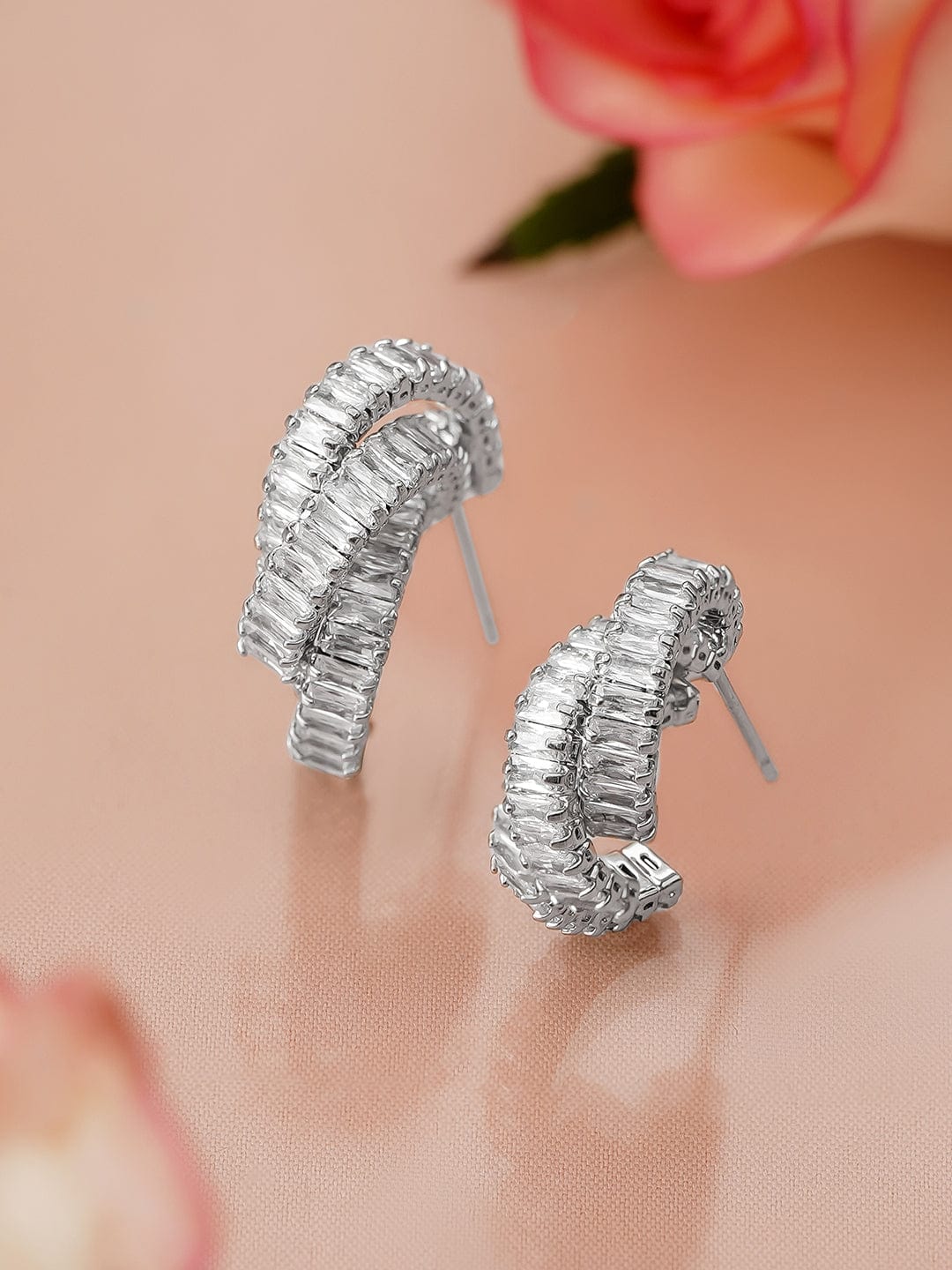 Everyday Glam White American Diamond Zirconia Hoops
