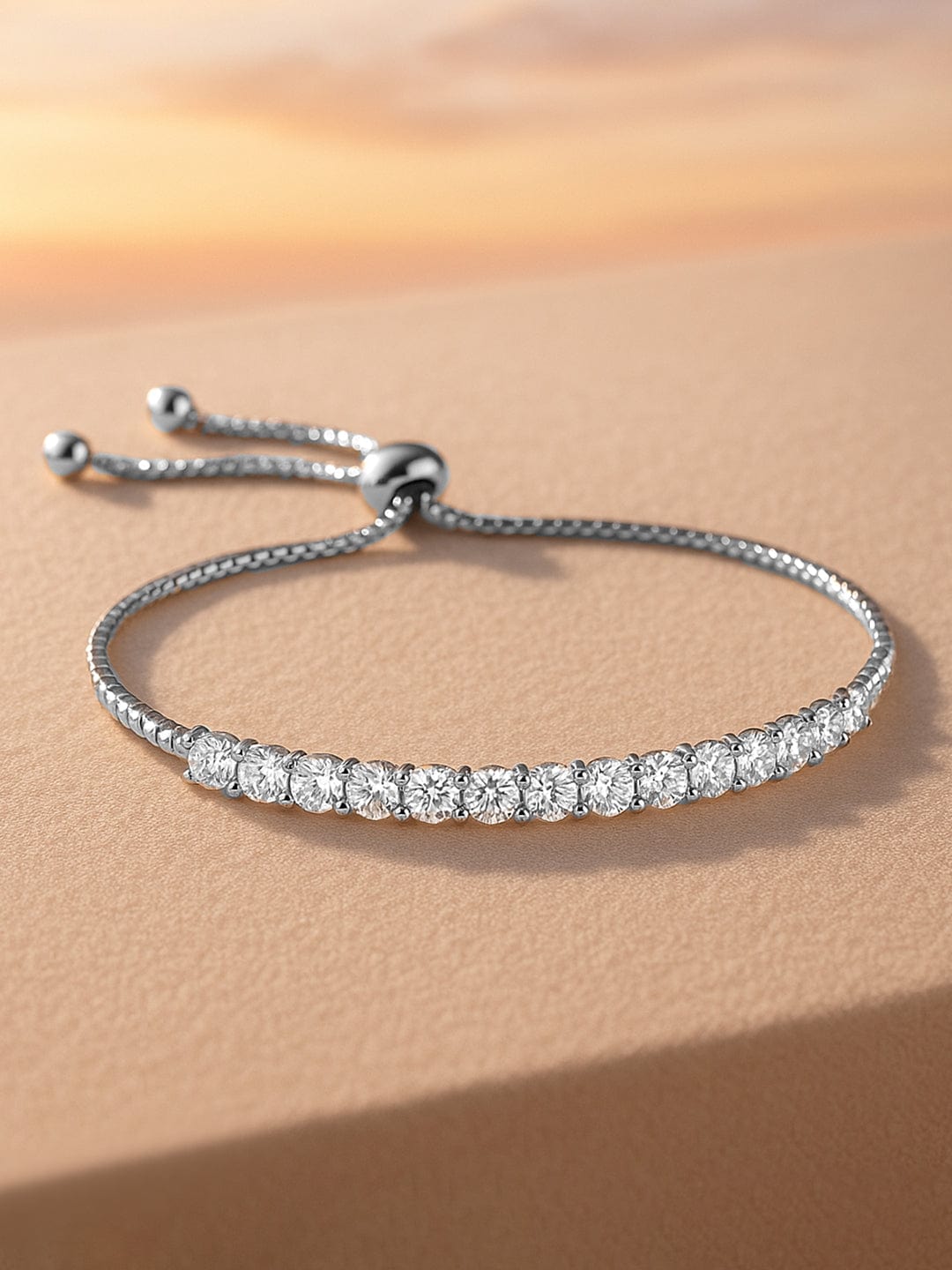 Adjustable White Tennis Bracelet