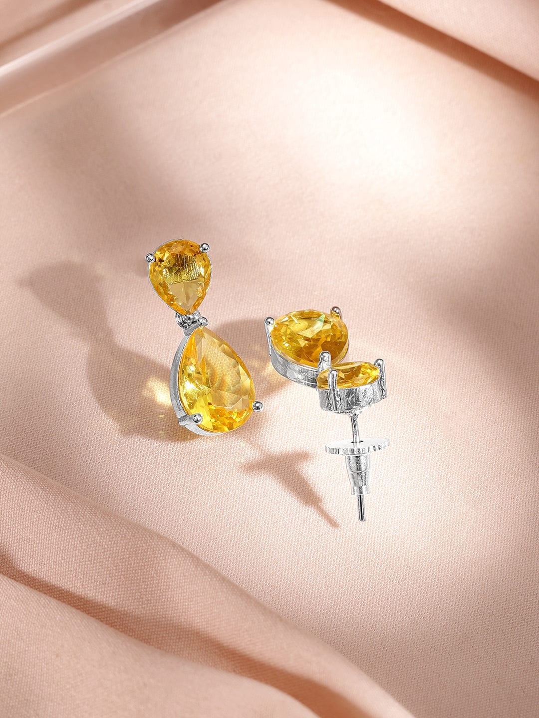 Yellow Studded American Diamond Zirconia Necklace Set