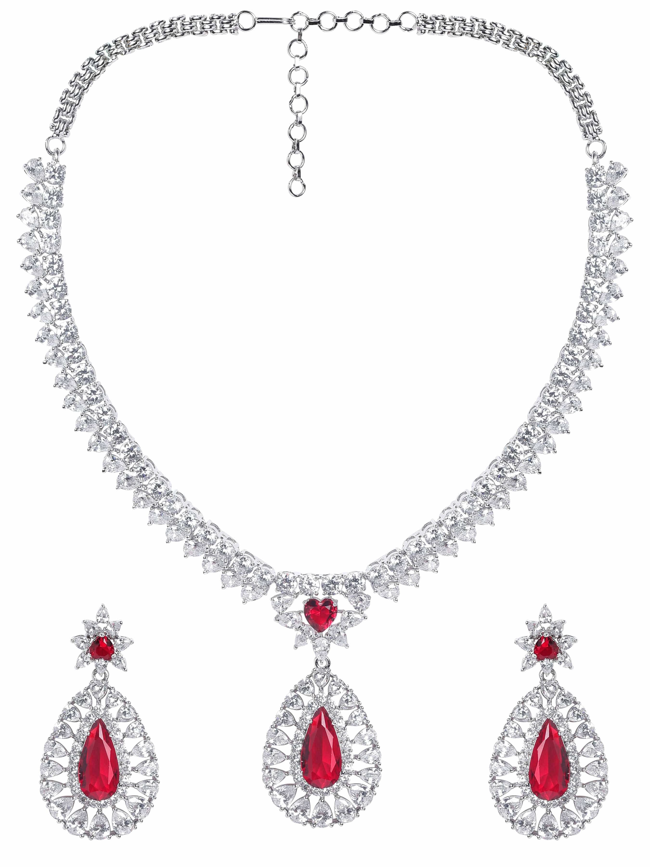 Wentra Rhodium Plated Yellow Sapphire Zirconia Sleek Necklace Set