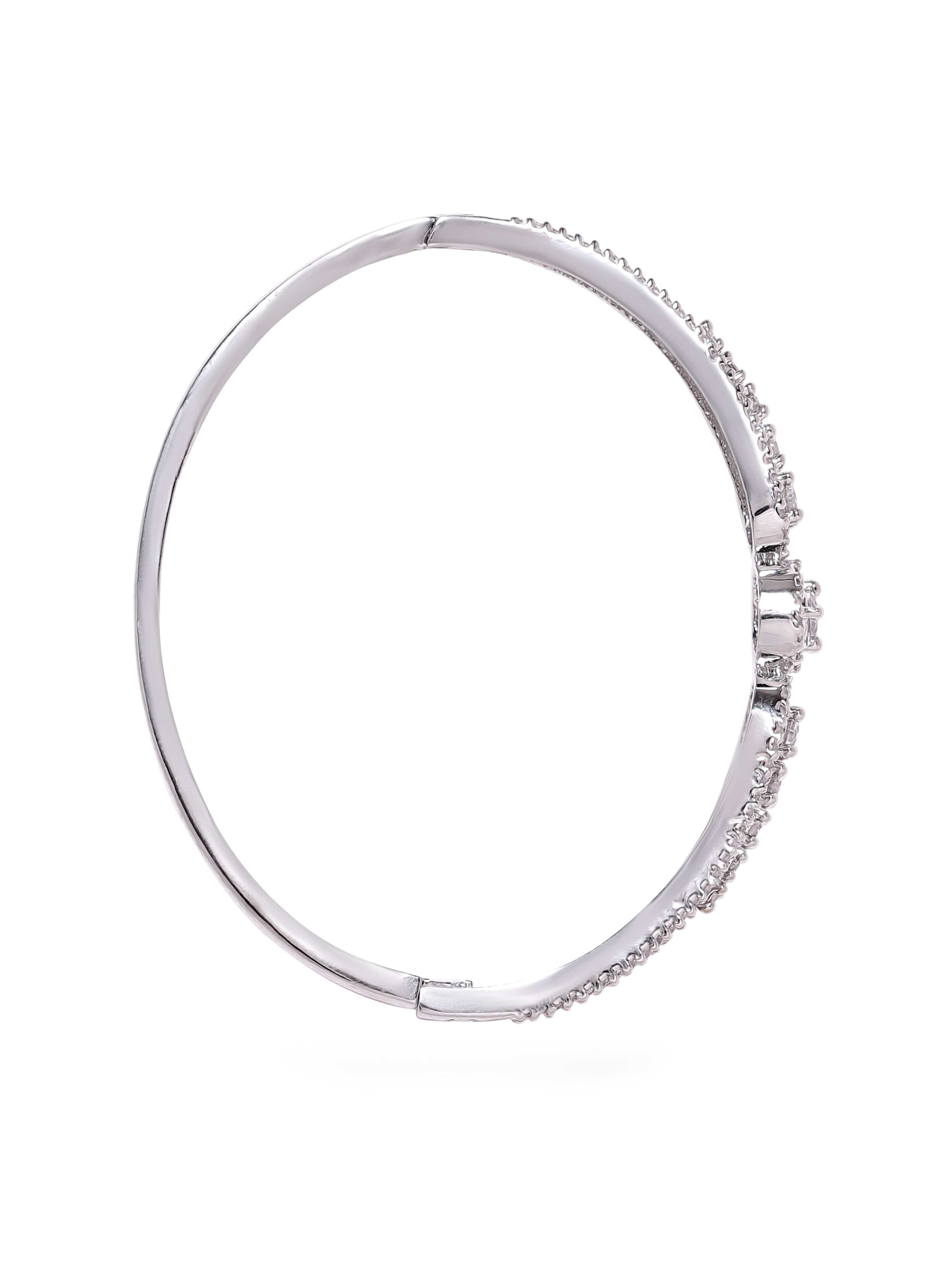 Wentra Rhodium Plated Zirconia Classy Sleek Bracelet