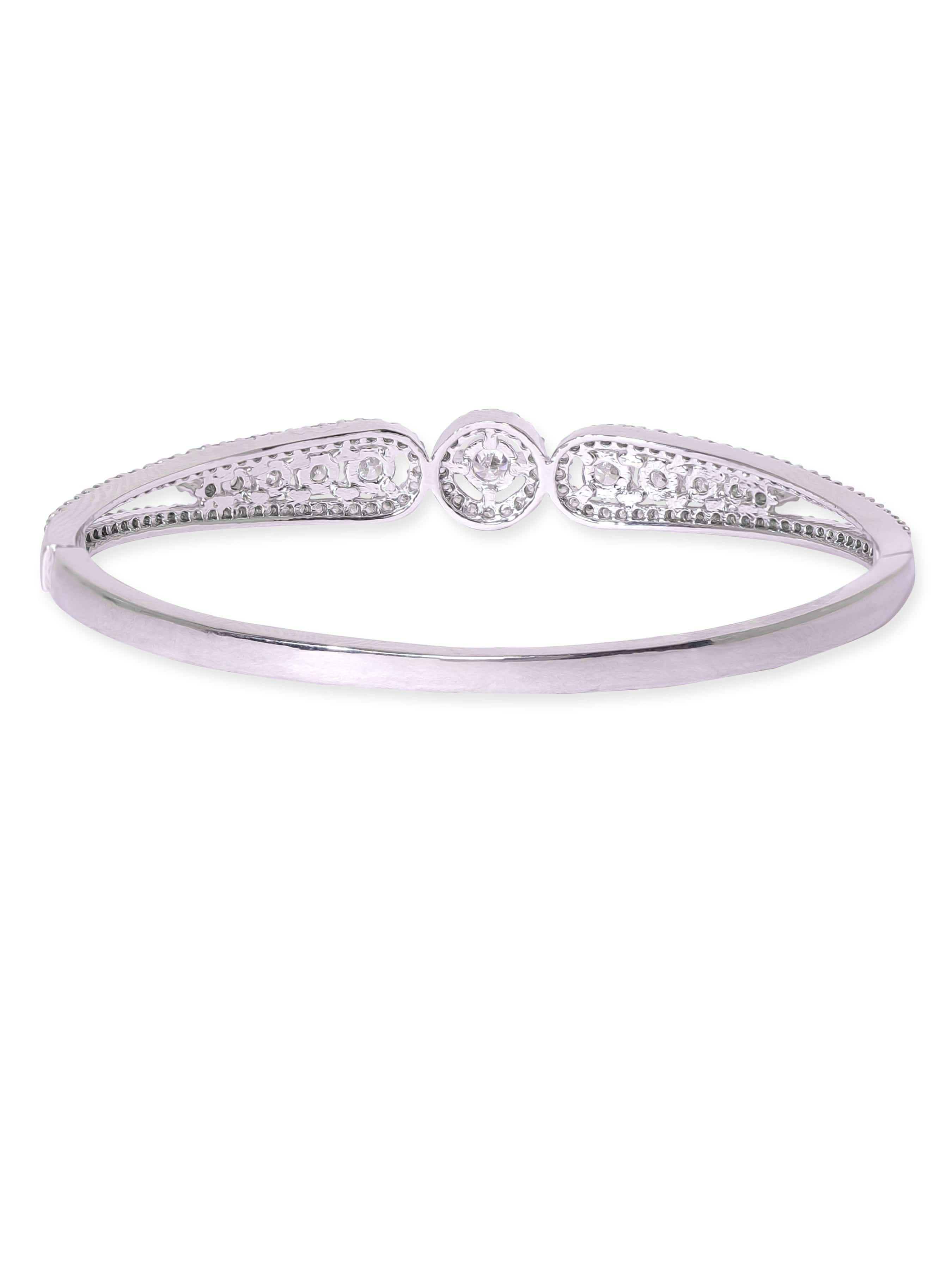 Wentra Rhodium Plated Zirconia Classy Sleek Bracelet