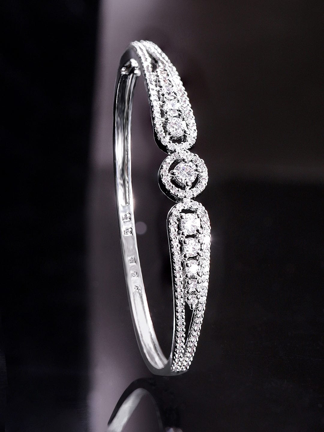 Wentra Rhodium Plated Zirconia Classy Sleek Bracelet