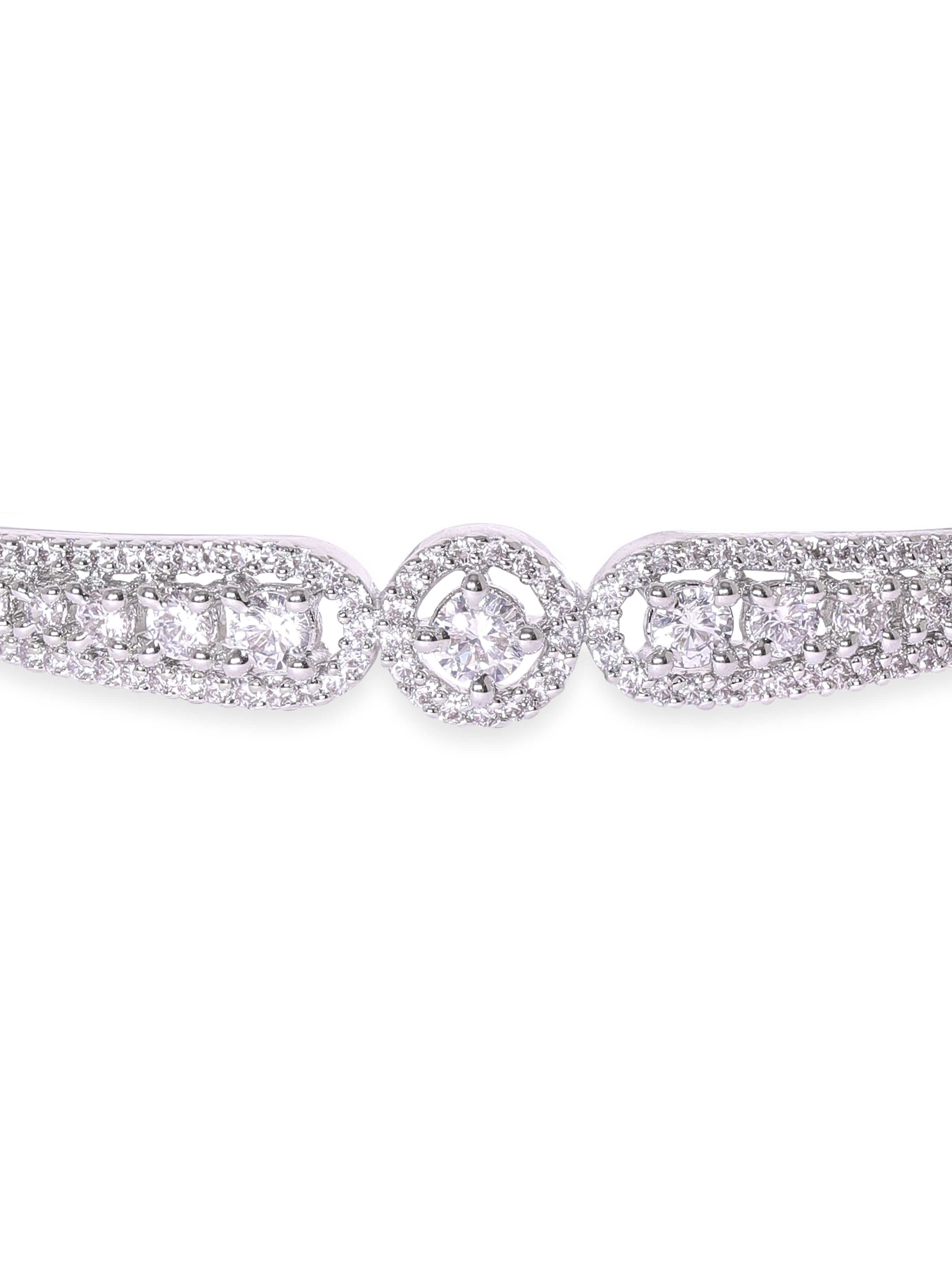 Wentra Rhodium Plated Zirconia Classy Sleek Bracelet