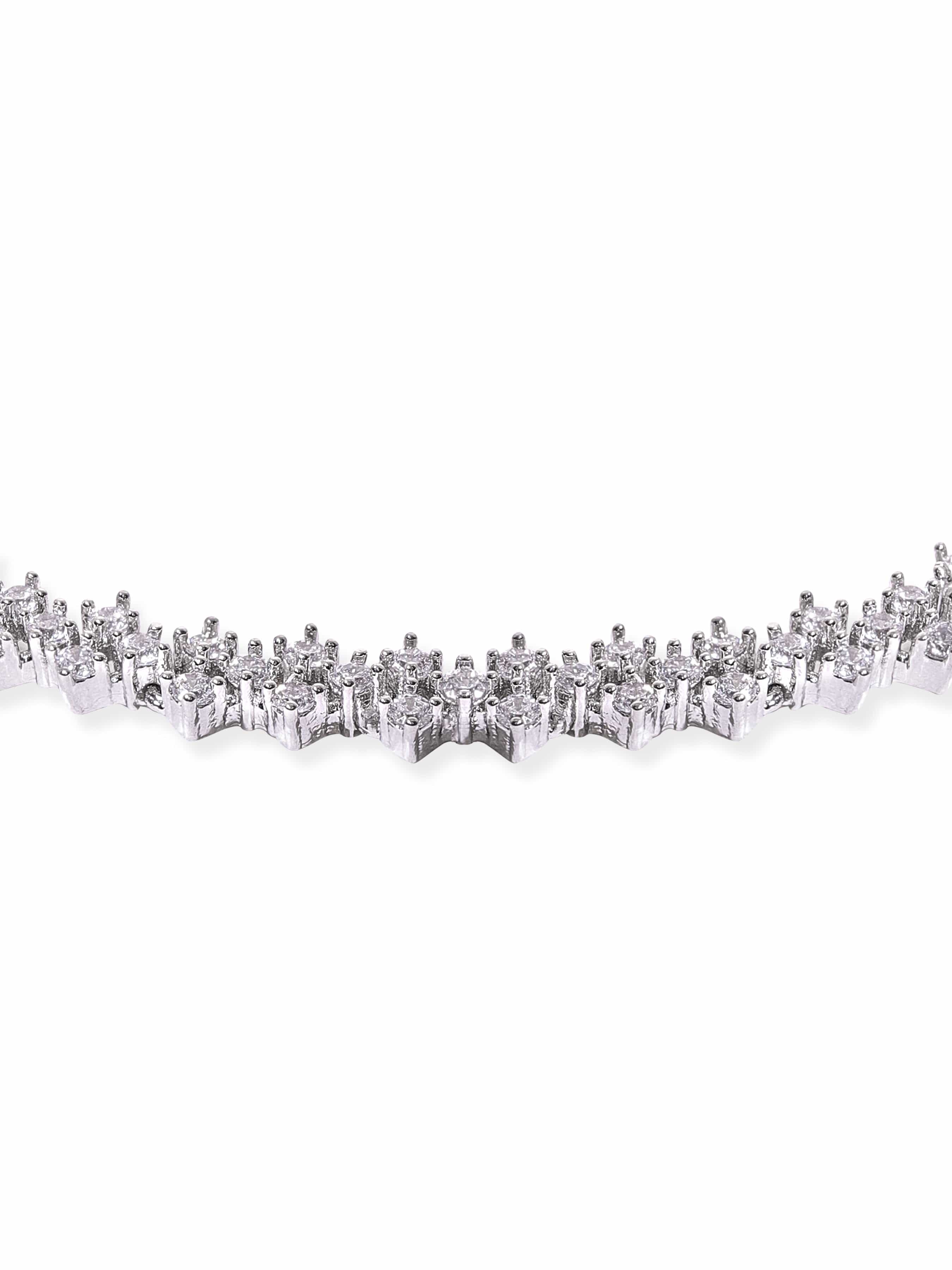 Wentra Rhodium plated Zirconia studded chic Classy Bracelet