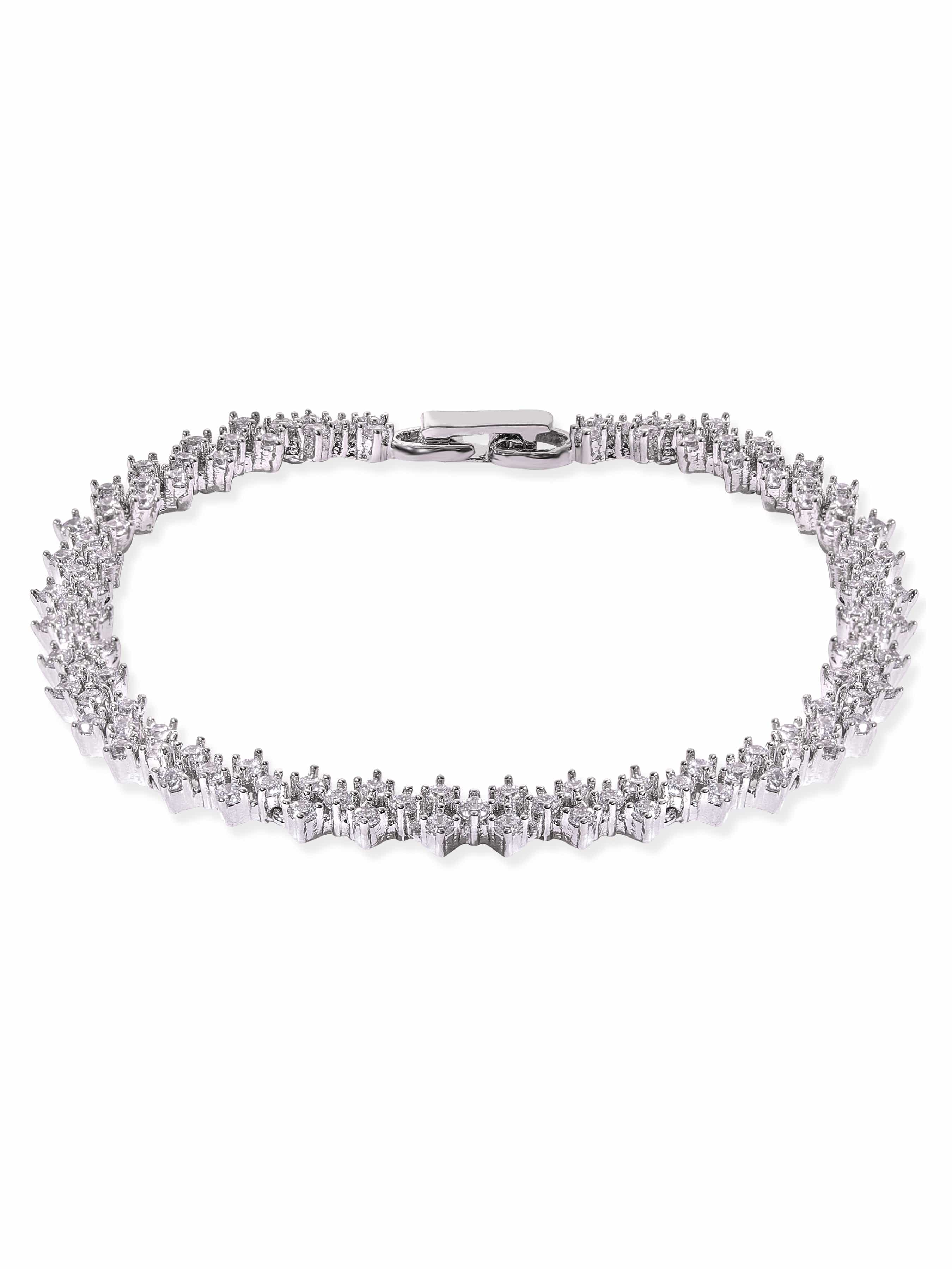 Wentra Rhodium plated Zirconia studded chic Classy Bracelet