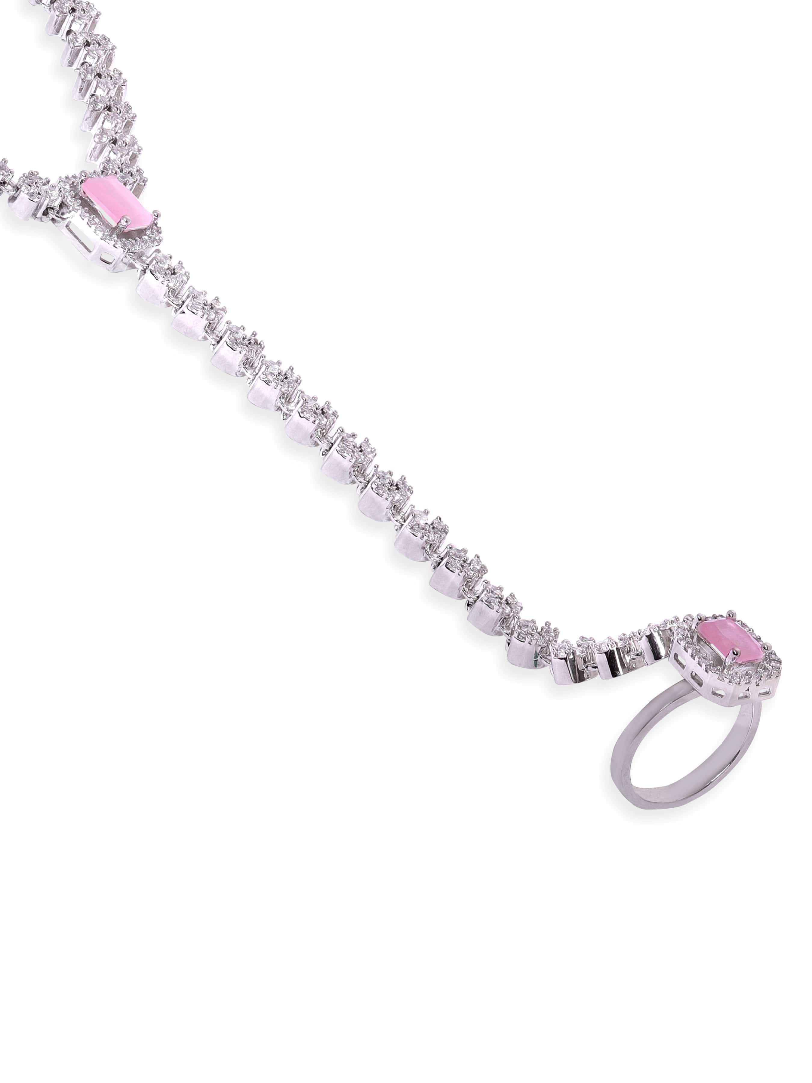 Wentra Rhodium Plated Zirconia Studded Fashionable Hath Phool