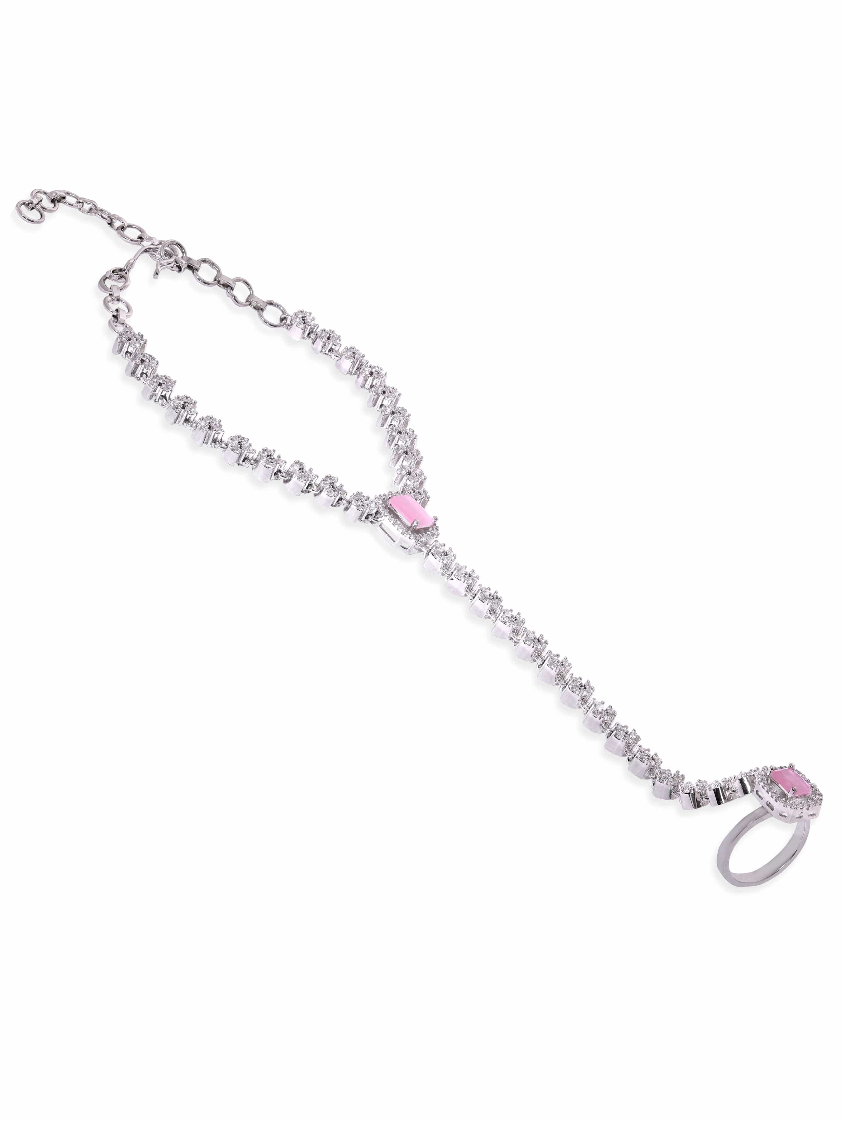 Wentra Rhodium Plated Zirconia Studded Fashionable Hath Phool