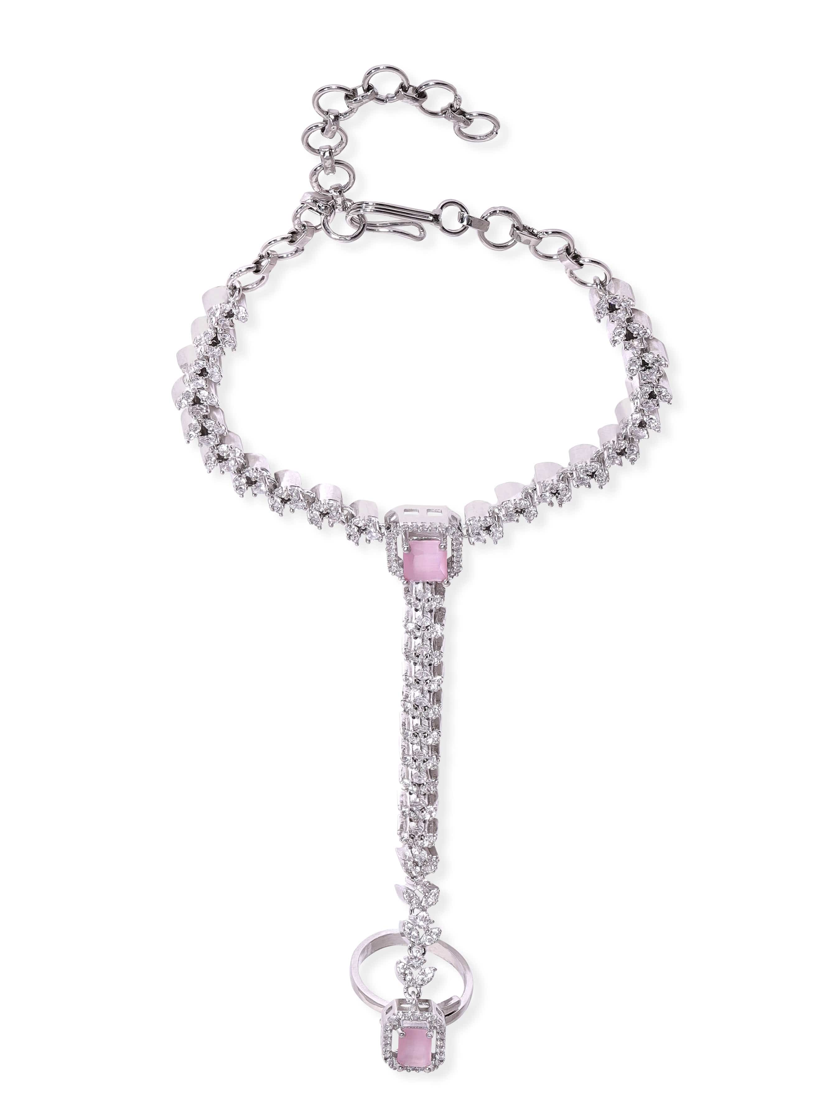 Wentra Rhodium Plated Zirconia Studded Fashionable Hath Phool