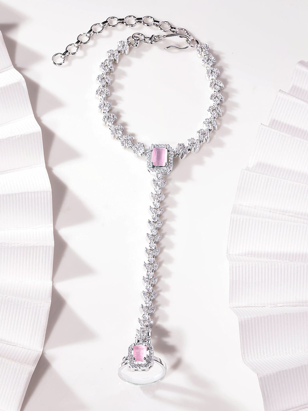 Wentra Rhodium Plated Zirconia Studded Fashionable Hath Phool