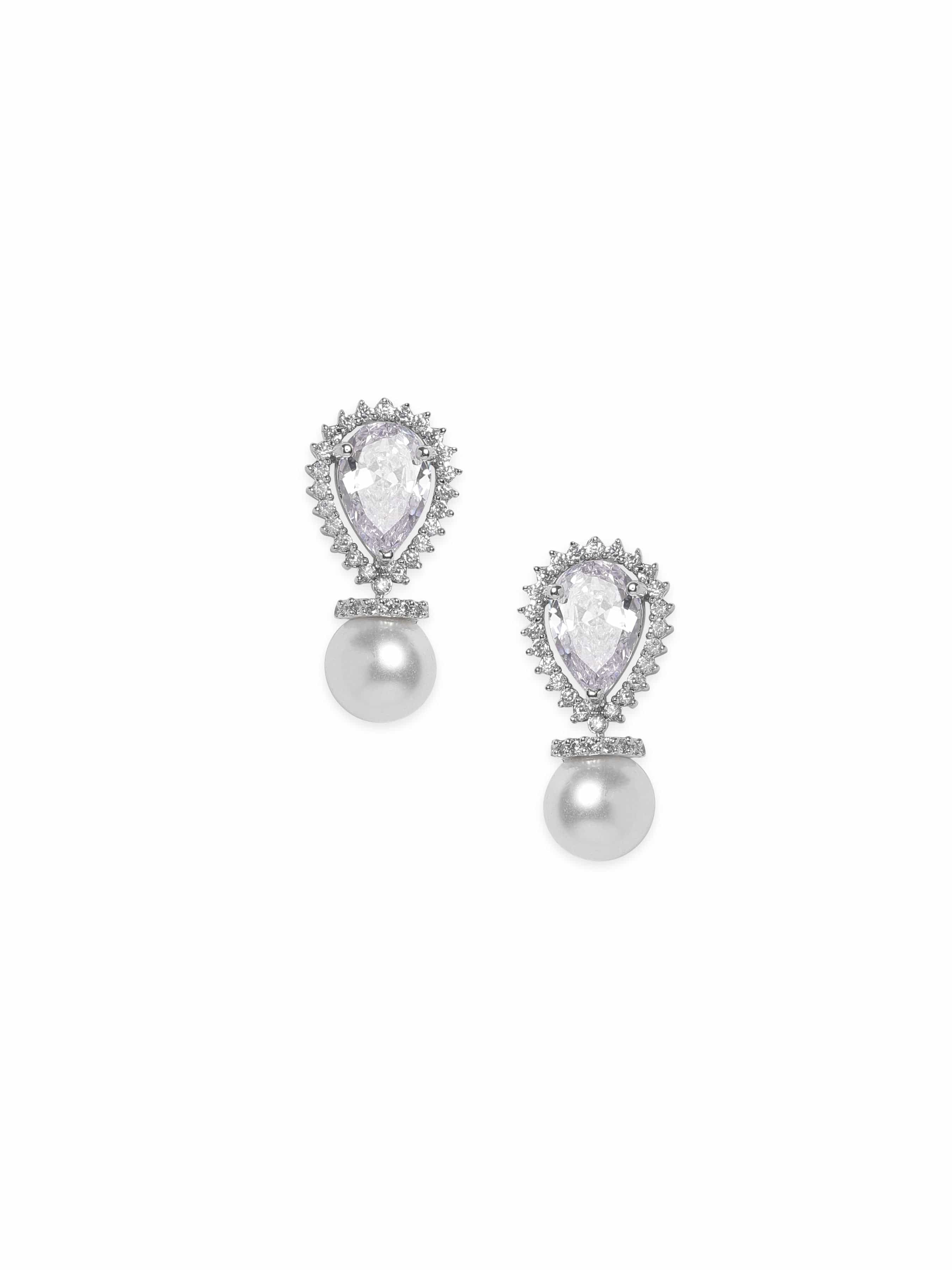 Evening Glam Crystal Pearl Drop Earrings
