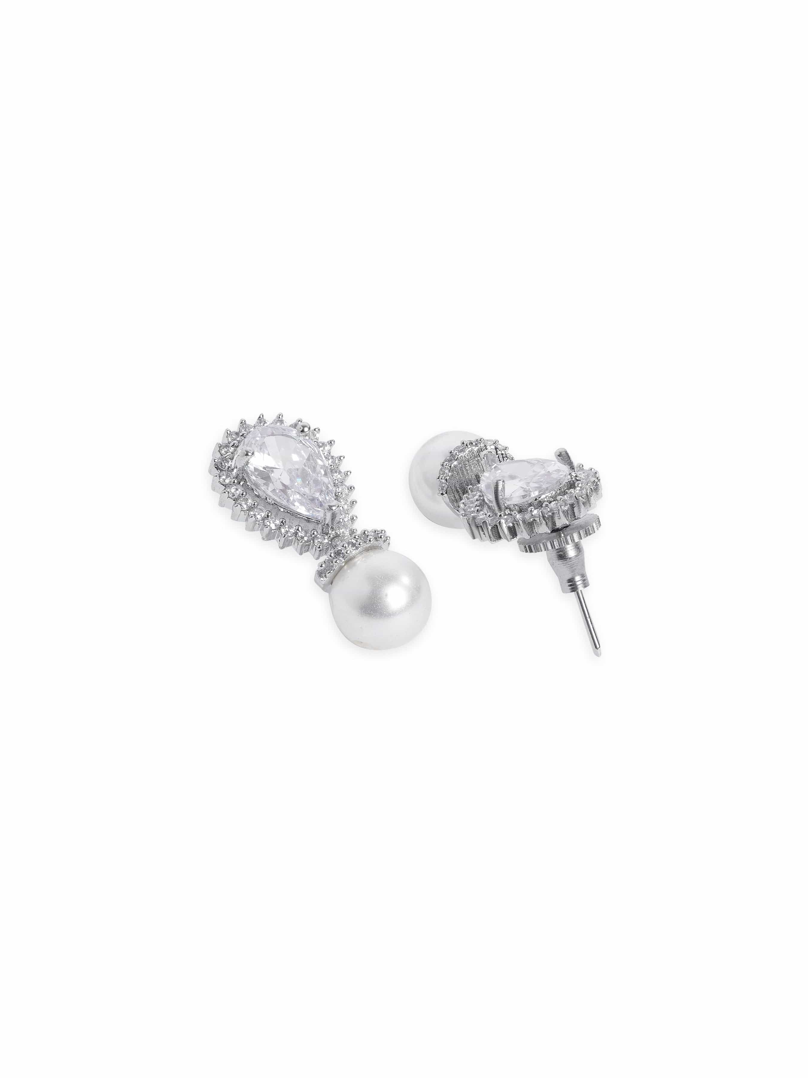 Evening Glam Crystal Pearl Drop Earrings