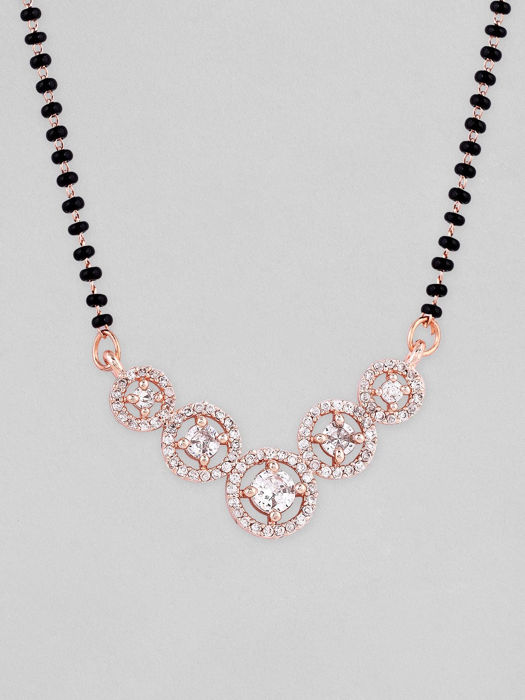 Wentra Rose Gold Plated Mangalsutra With Studded AD's