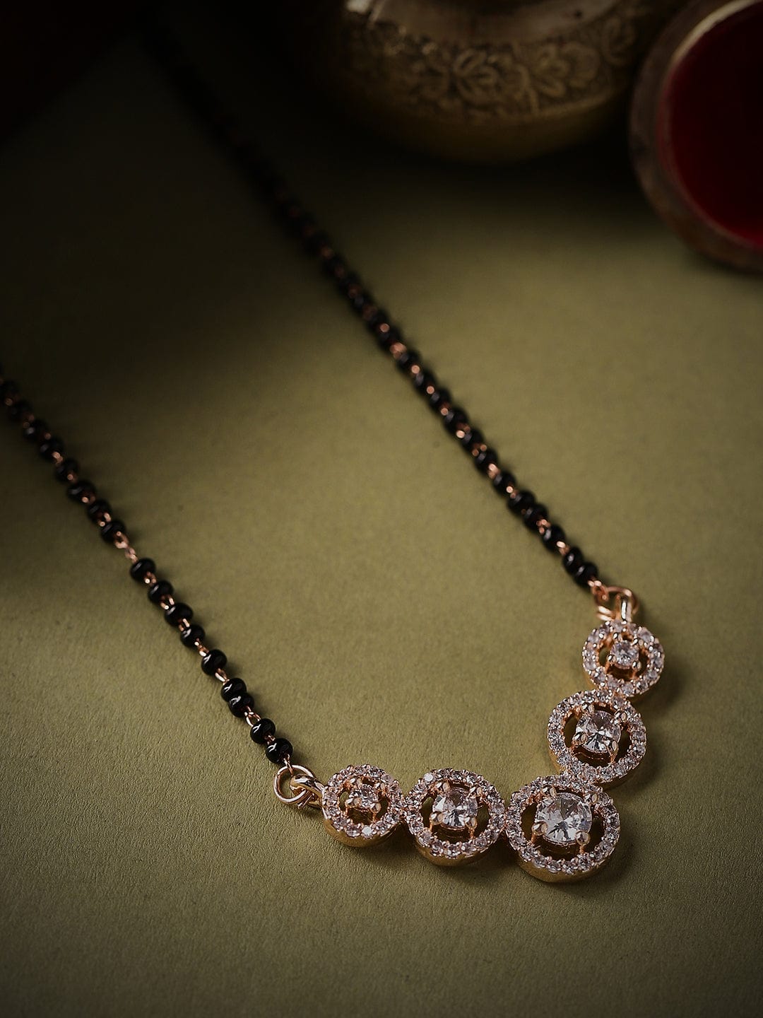 Wentra Rose Gold Plated Mangalsutra With Studded AD's