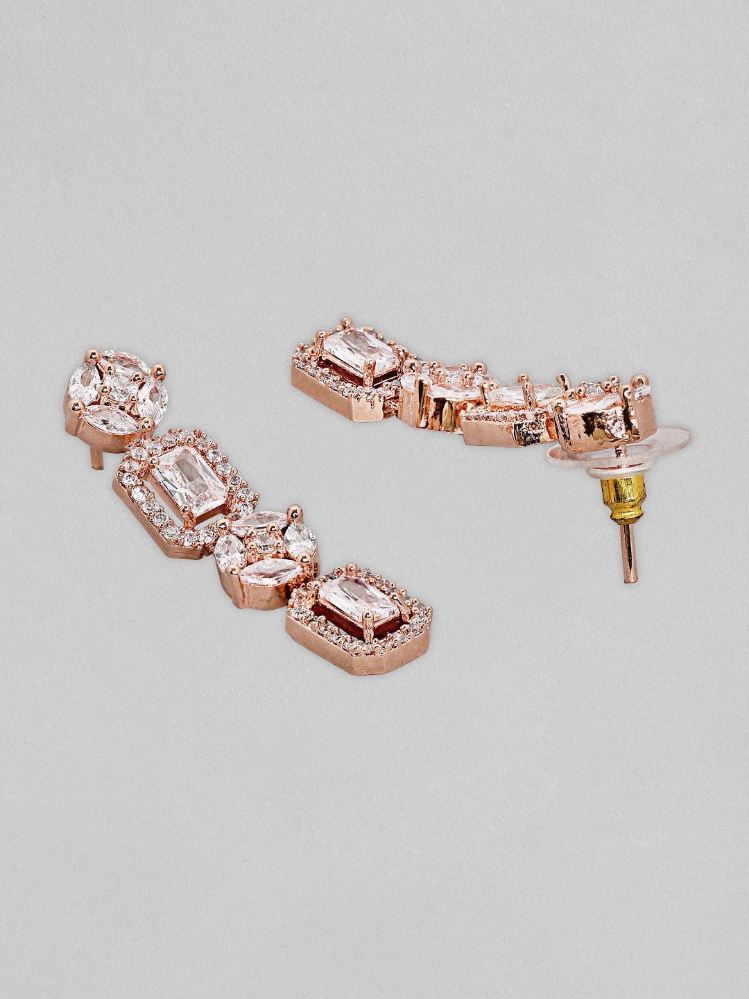 American Diamond Zirconia Rose Gold Necklace Set