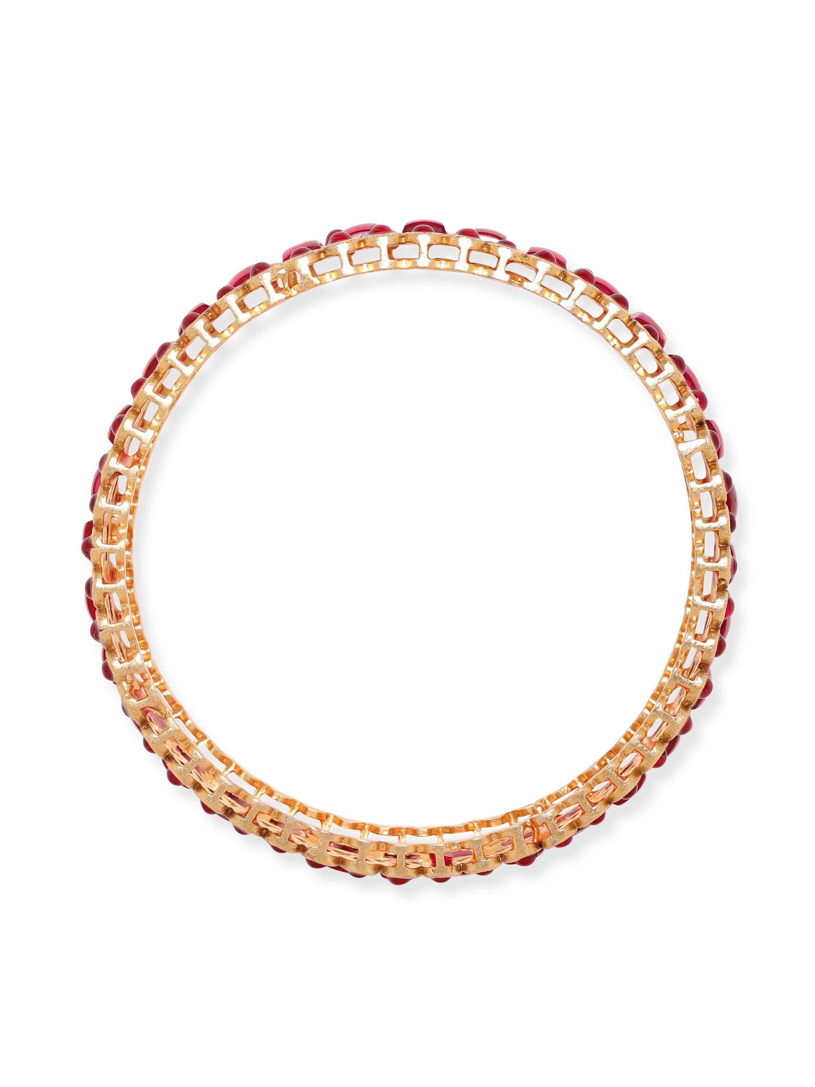 Pink Studded Gold Toned Bangles Set of 2