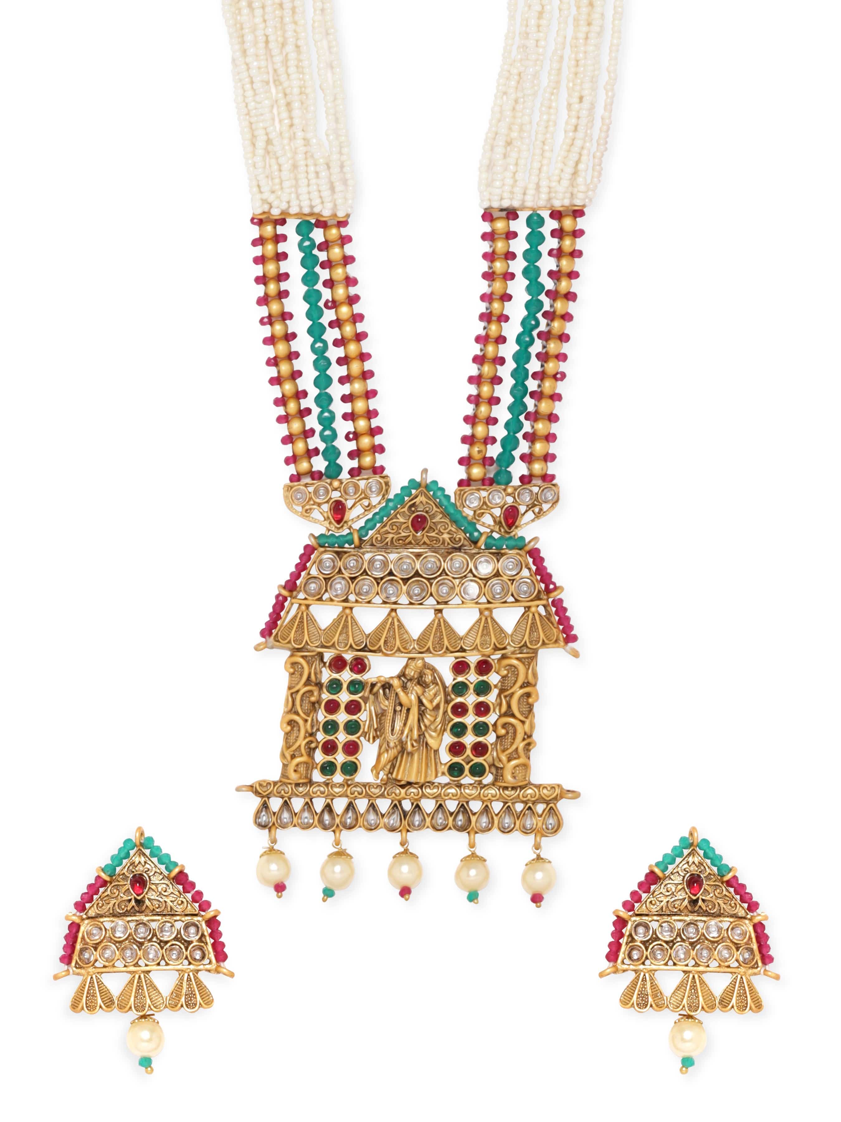 Divine Aura Radha Krishna Necklace Set