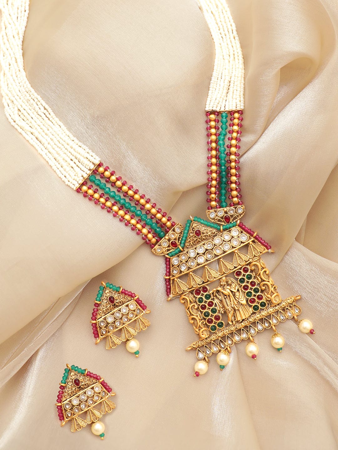 Divine Aura Radha Krishna Necklace Set