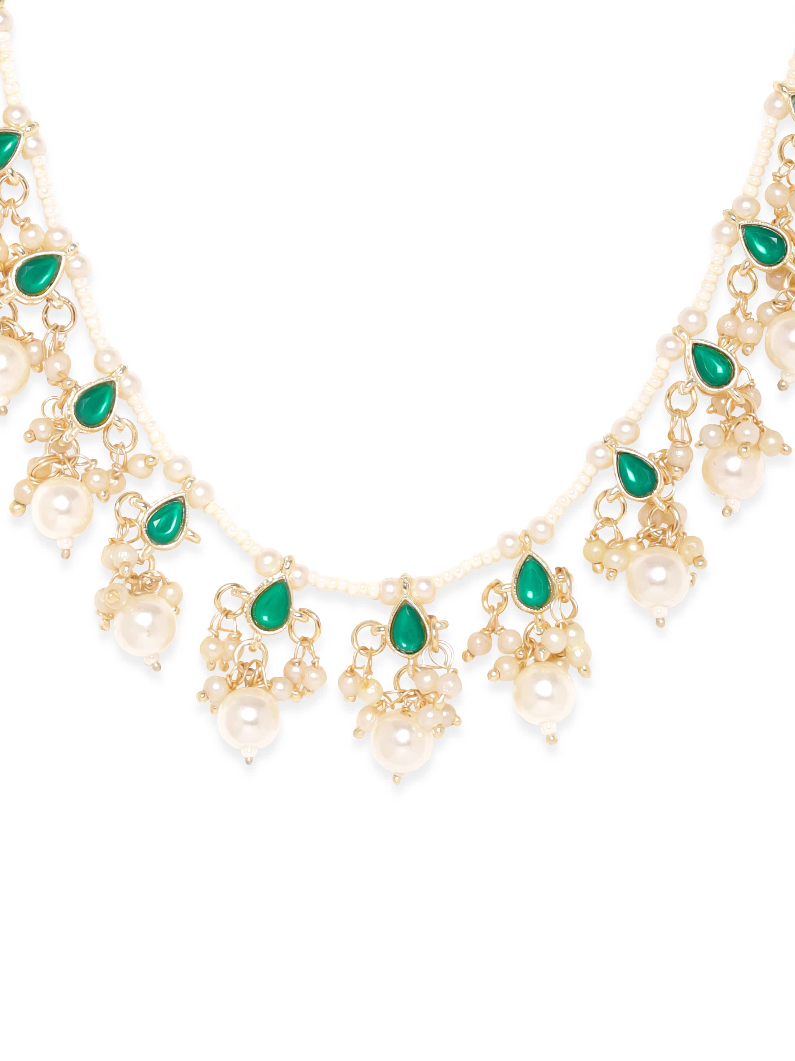 Captivating Green Kundan & Pearl Necklace