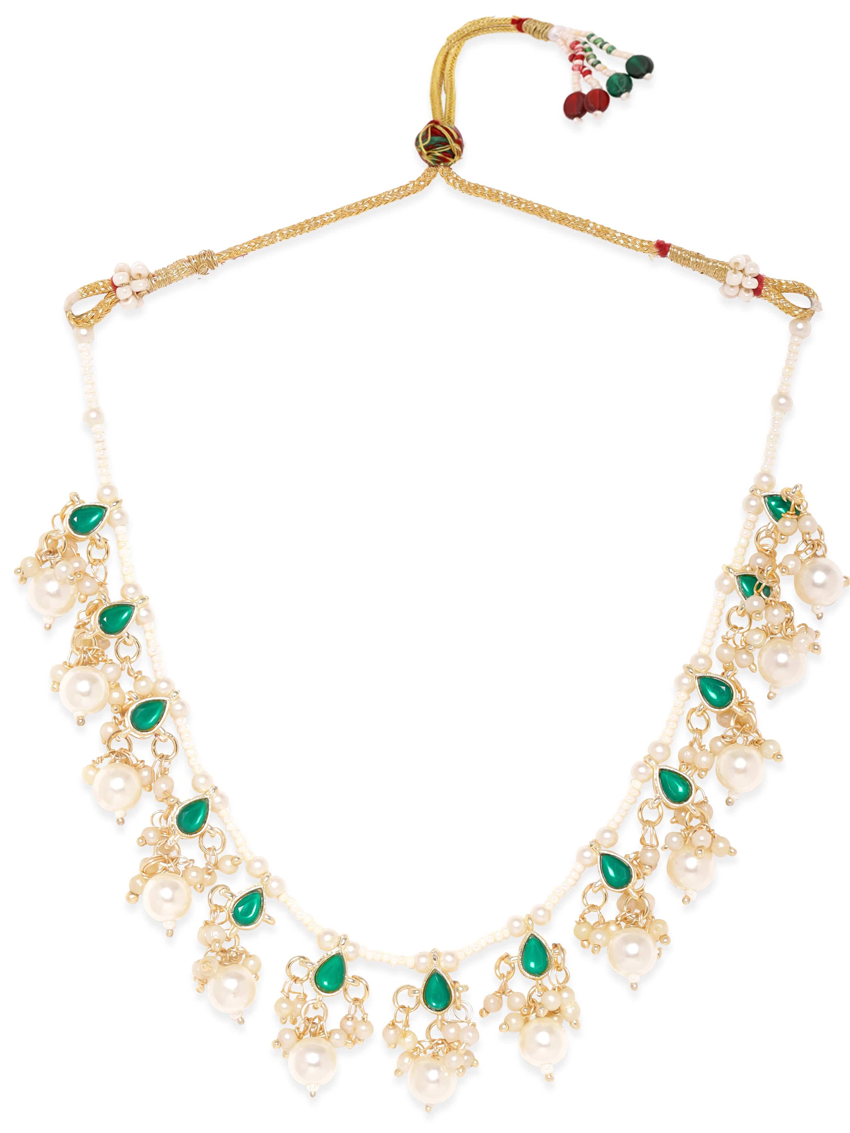Captivating Green Kundan & Pearl Necklace