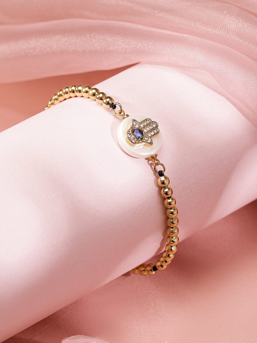 Hand Motif & Textured Gold Bracelet Set