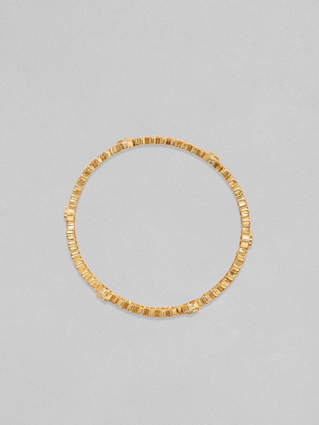 Wentra Set Of 2, 24K Gold Plated Red & Green Zircons Bangles