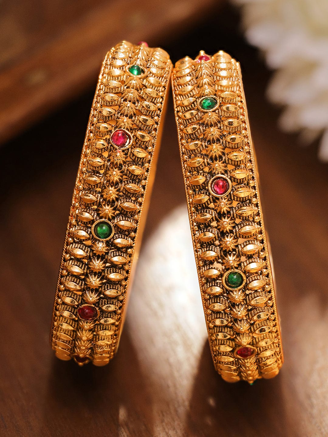 Stories in Green & Red Traditional Bangles