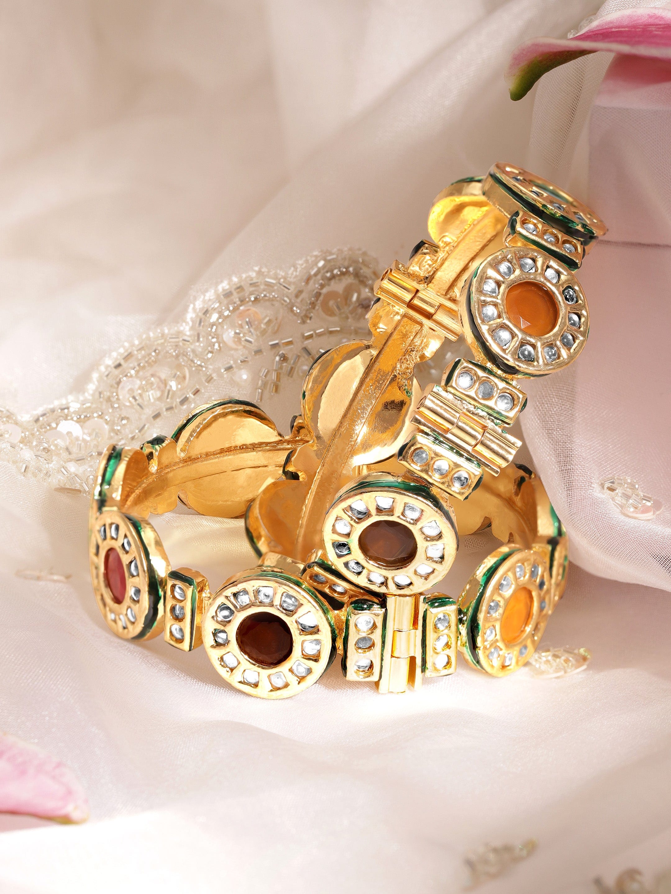 Wentra Set Of 2 Gold-Plated Stone-Studded Bangles