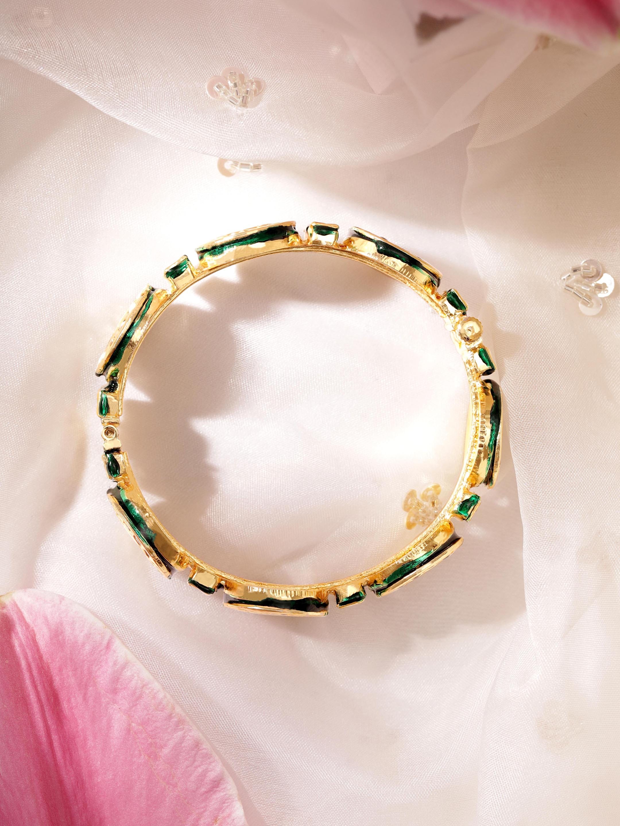 Wentra Set Of 2 Gold-Plated Stone-Studded Bangles
