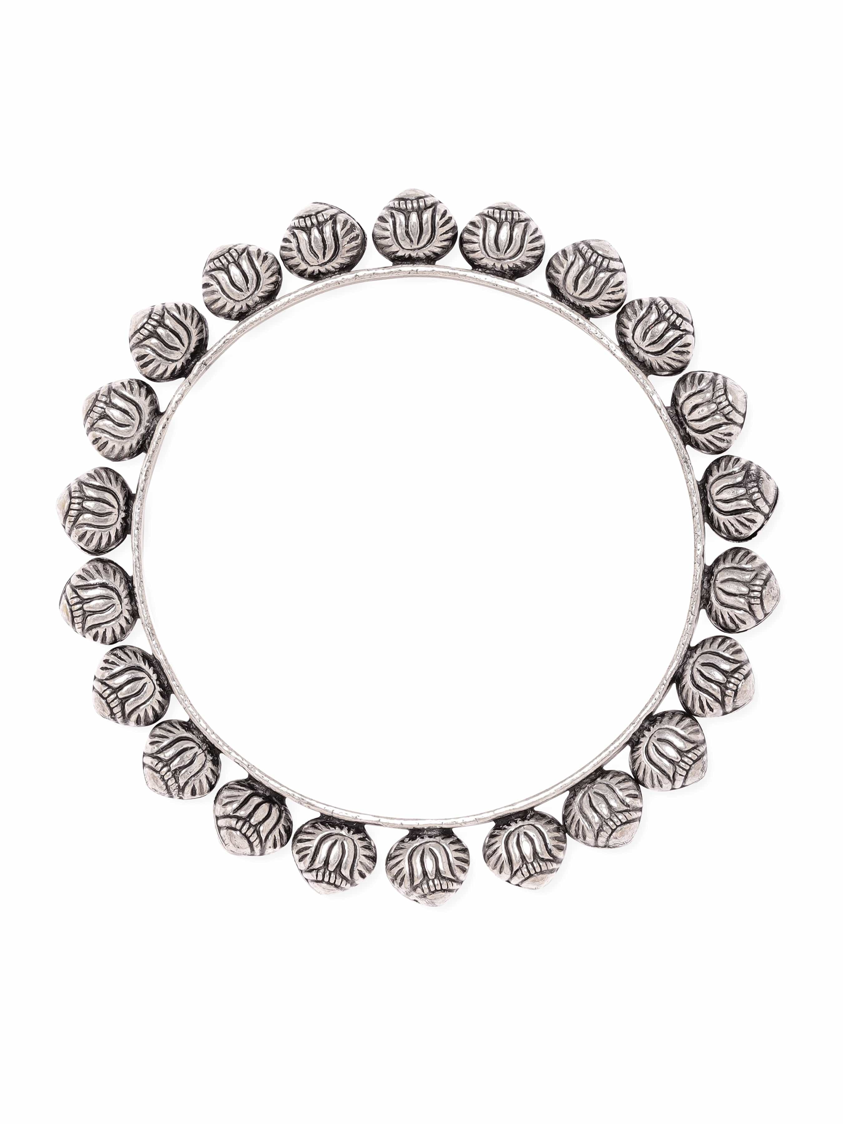 Wentra Set of 2 Handcrafted Oxidized Silver-Plated Bangles
