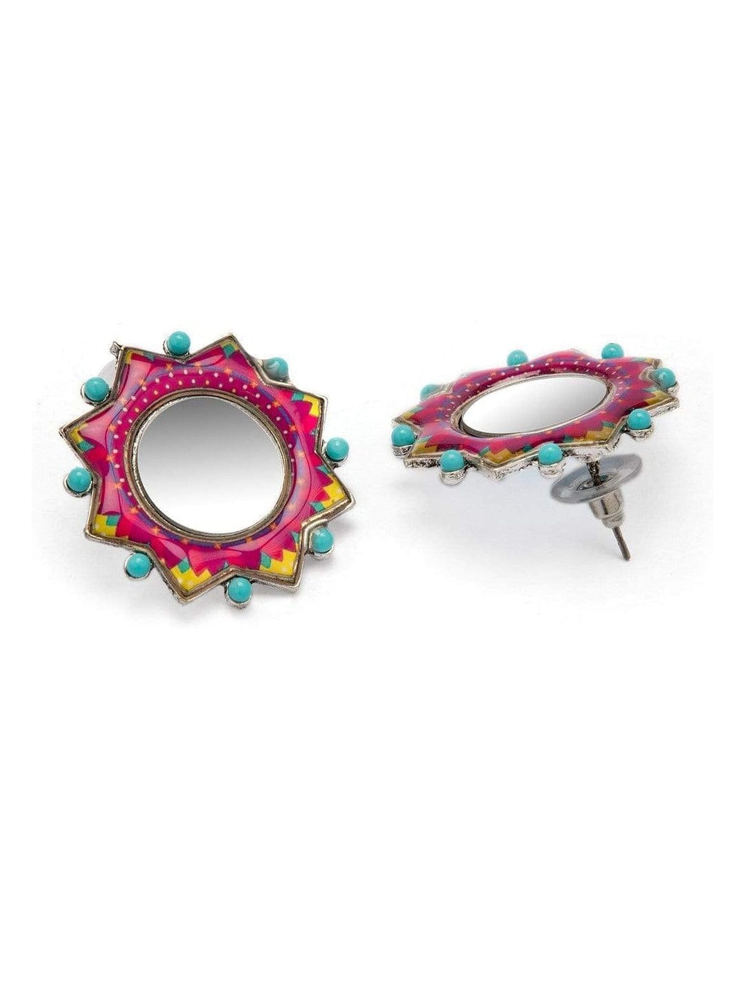Pink Oxidised Stud Earrings Pack of 2