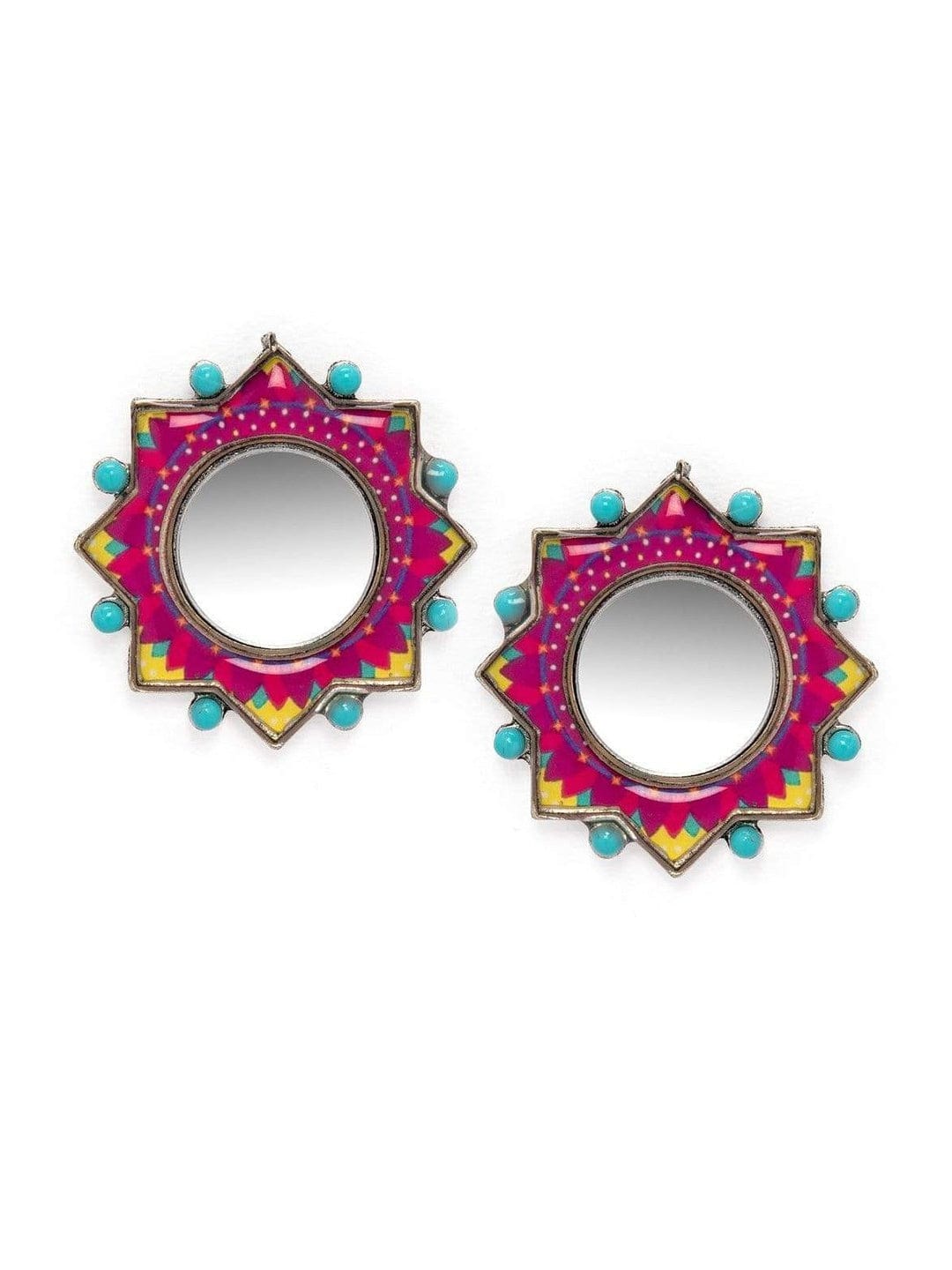 Pink Oxidised Stud Earrings Pack of 2