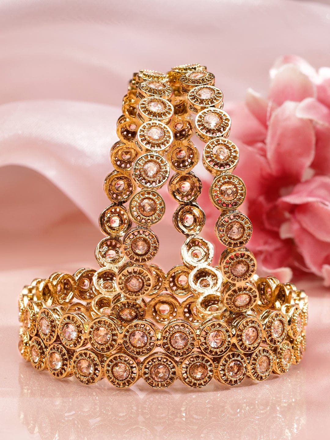 Stardust Champagne Kundan Bangles