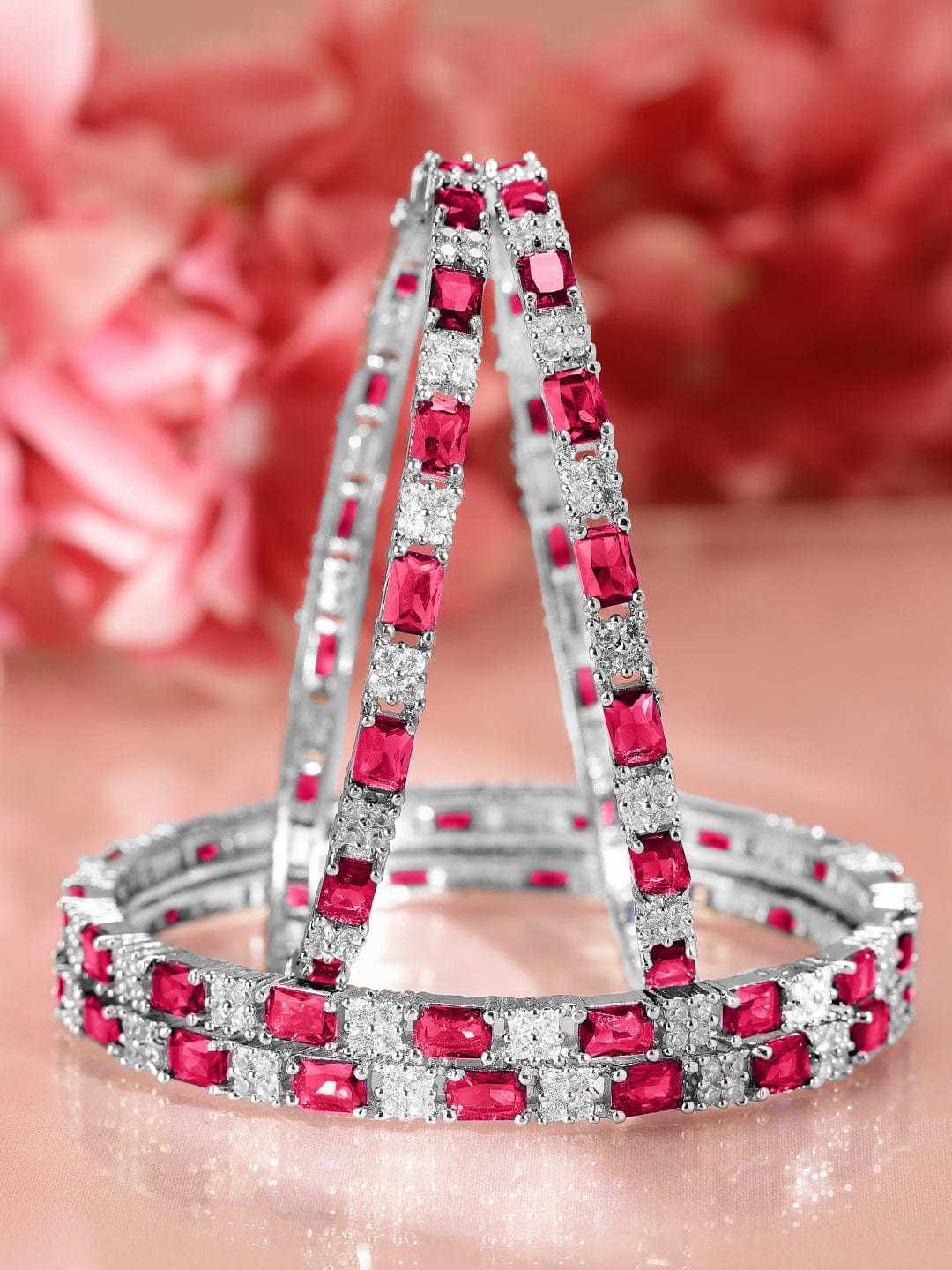 Captivating Reds American Diamond Zirconia Bangles